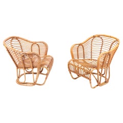 Pair of Rattan Lounge Chairs by Tove and Edvard Kindt-Larsen, 1950s