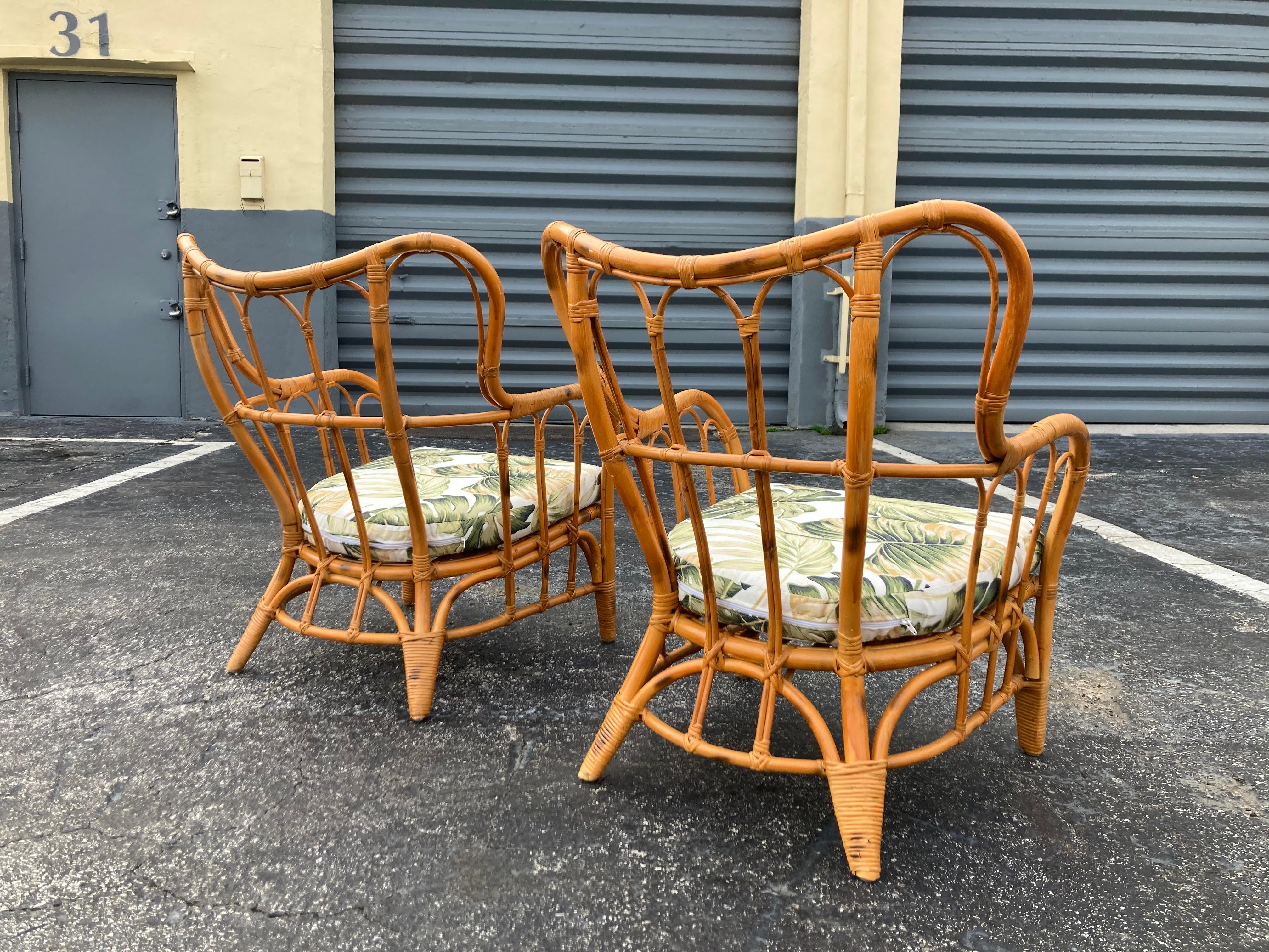 Unknown Pair of Rattan Lounge Chairs
