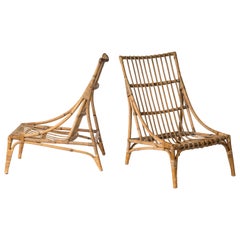 Coppia di sedie da salotto in rattan nello stile di Audoux Minnet - Francia anni '60