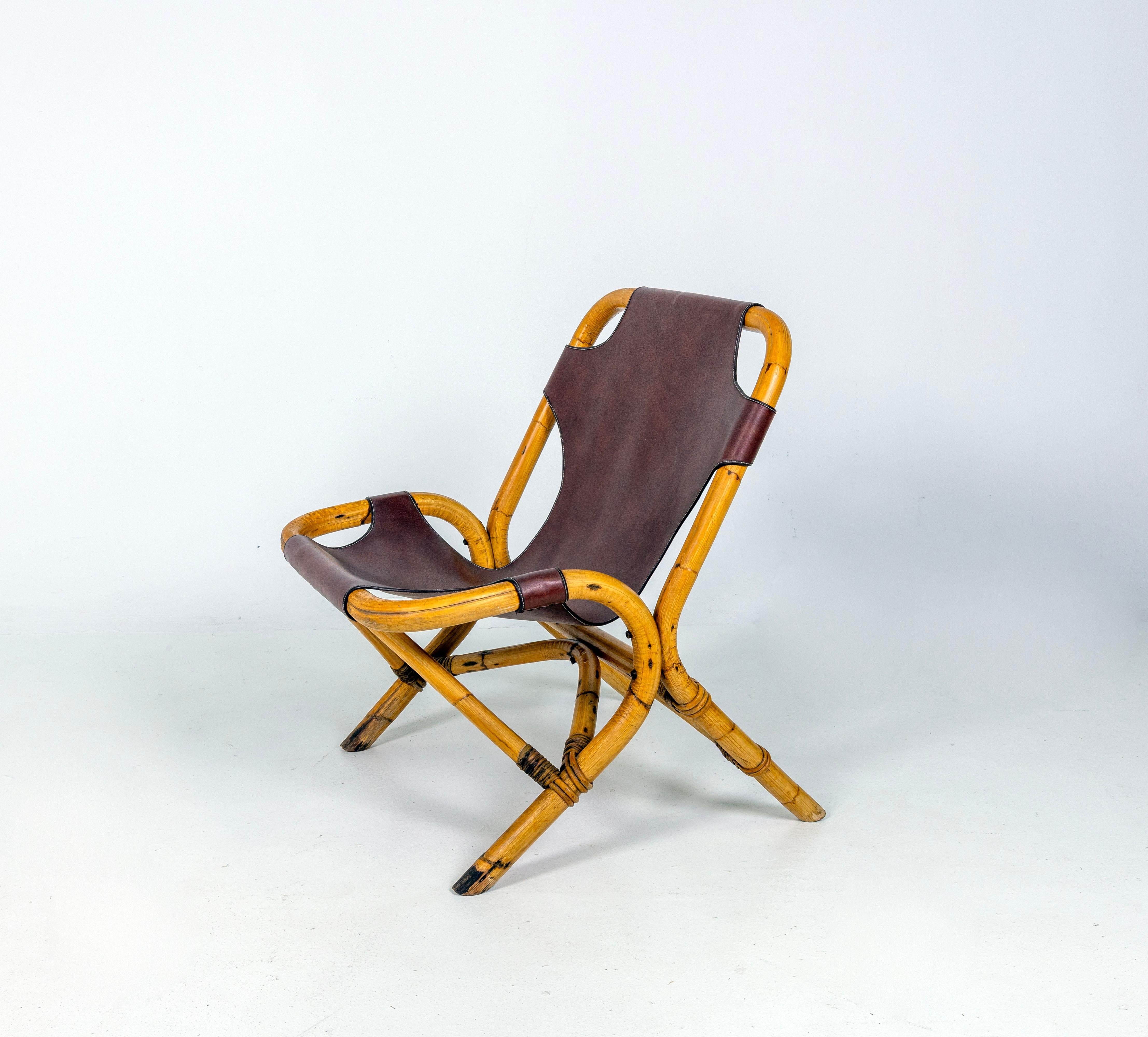 Pareja de tumbonas de ratán al estilo de Franco Albini, Mediados del siglo XX en venta 4