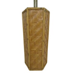 Pair of Rattan Mid Century Hexagonal Lamps