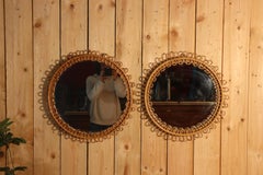 Paire de miroirs en rotin de Franco Albini, années 1960