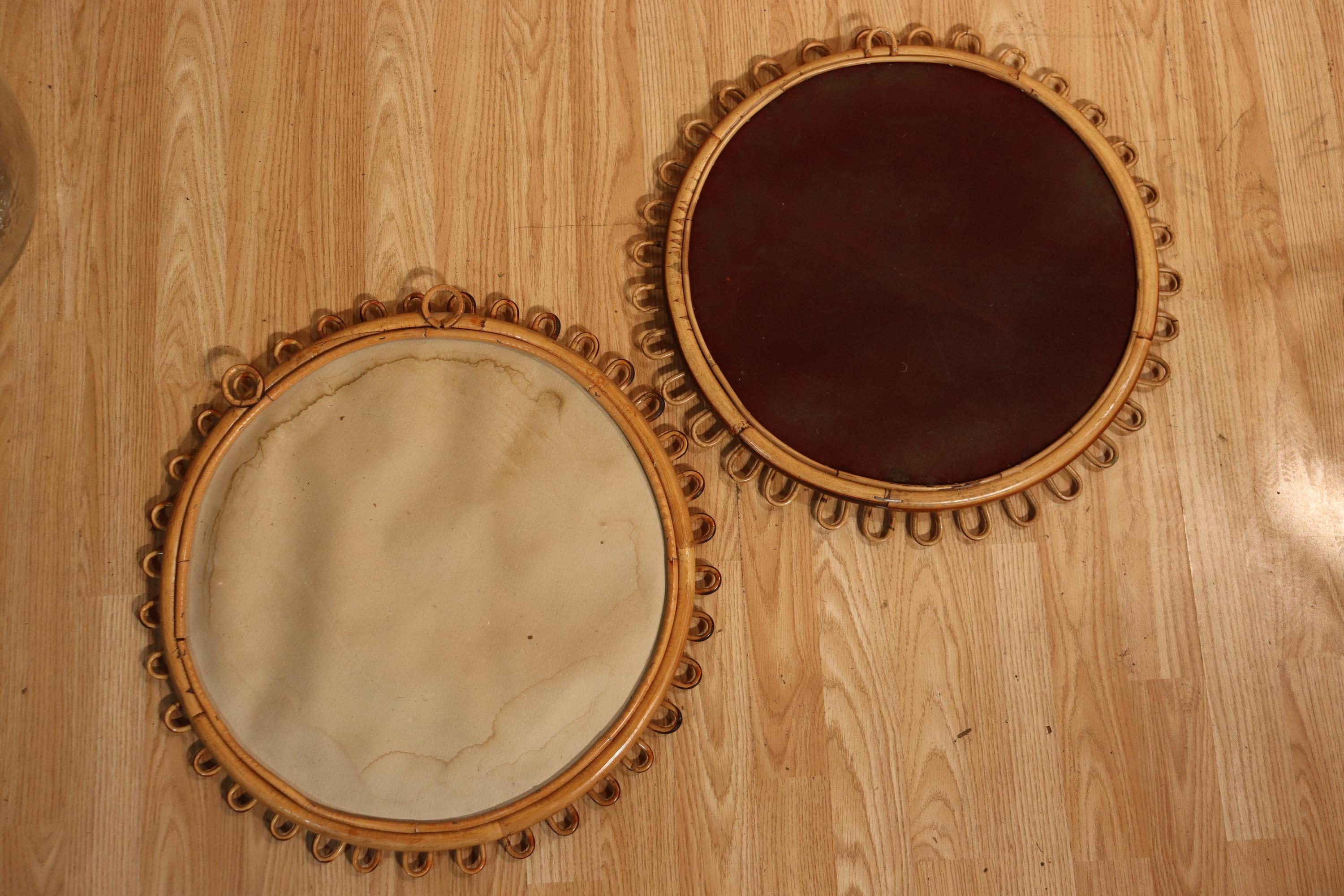 Pair Of Rattan Mirrors By Franco Albini, 1960s in vendita 2