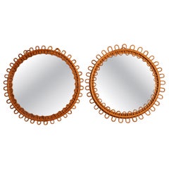 Pair Of Rattan Mirrors By Franco Albini, 1960s