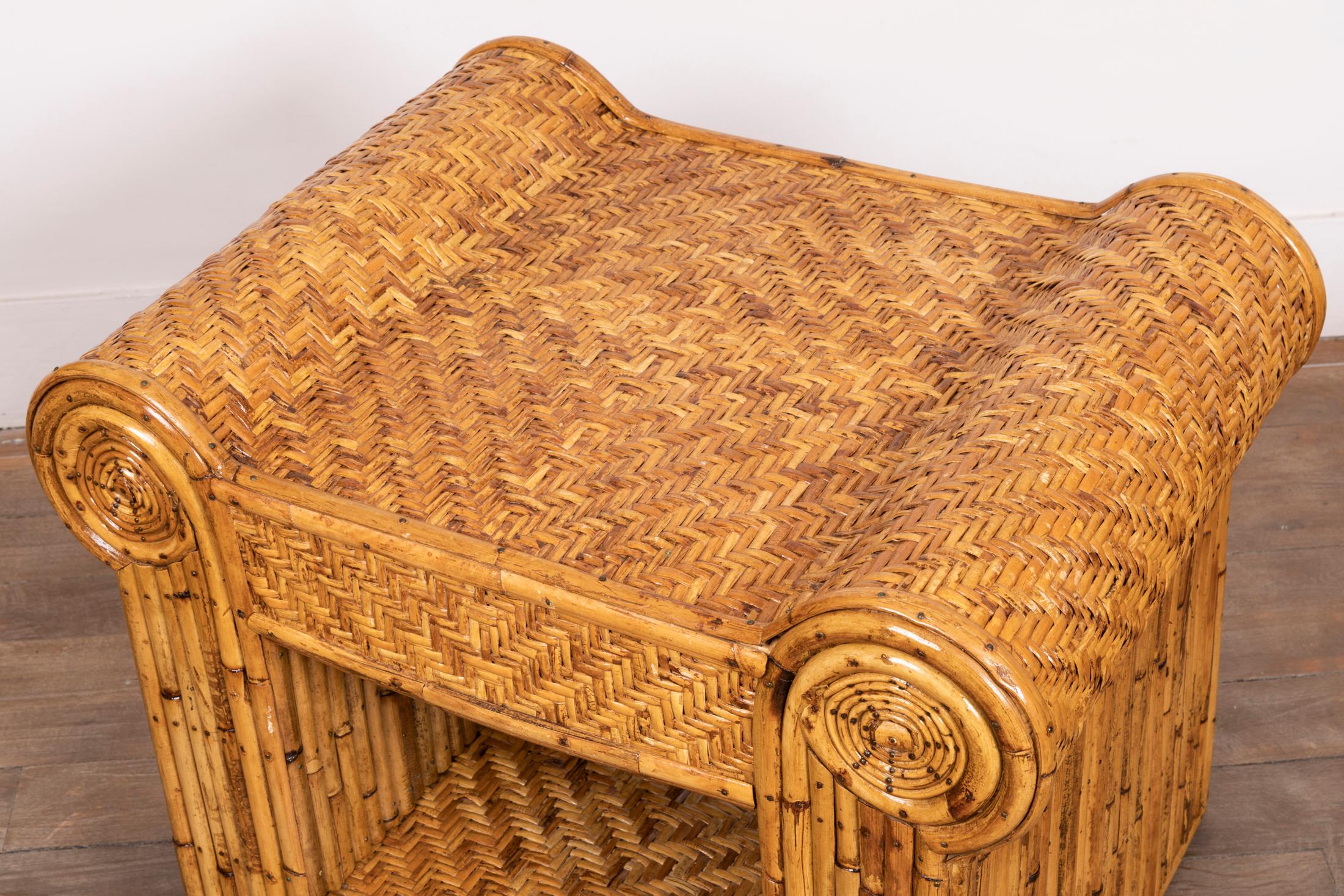 Late 20th Century Pair of Rattan Nightstands, France, 1970s