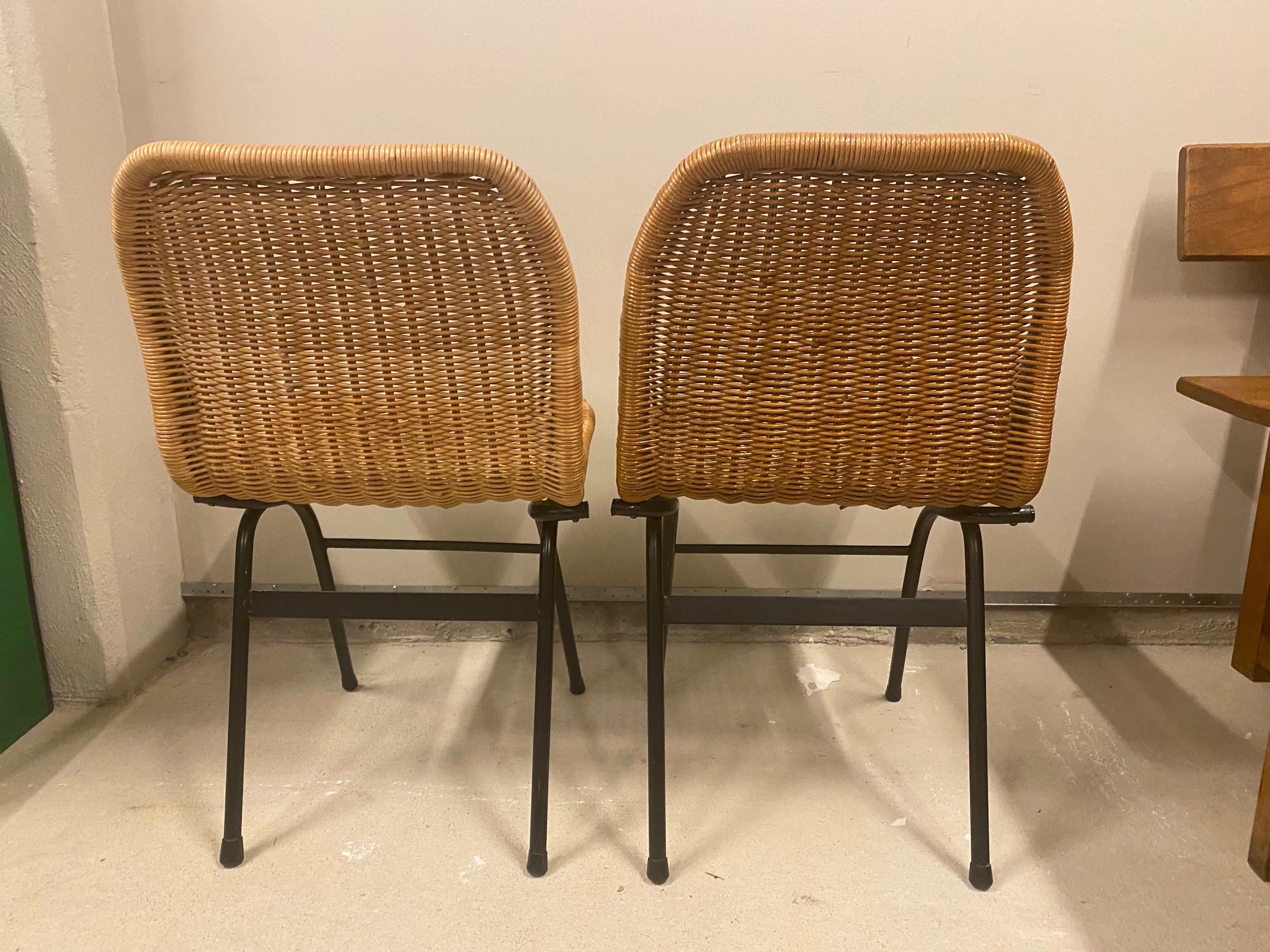 Mid-Century Modern Pair of Rattan or Wicker Chairs, Dirk van Sliedregt, NL, 1960's