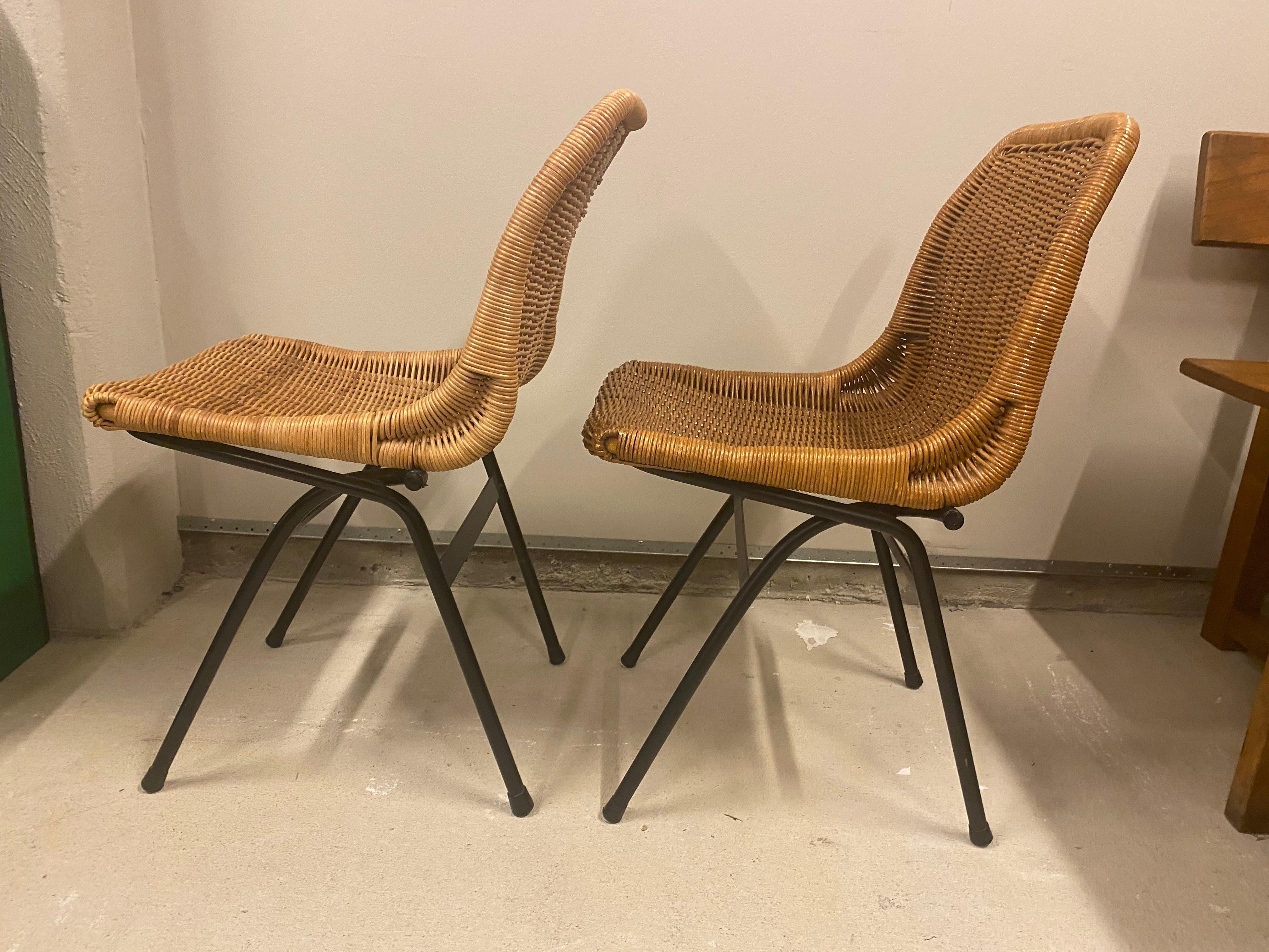 Dutch Pair of Rattan or Wicker Chairs, Dirk van Sliedregt, NL, 1960's