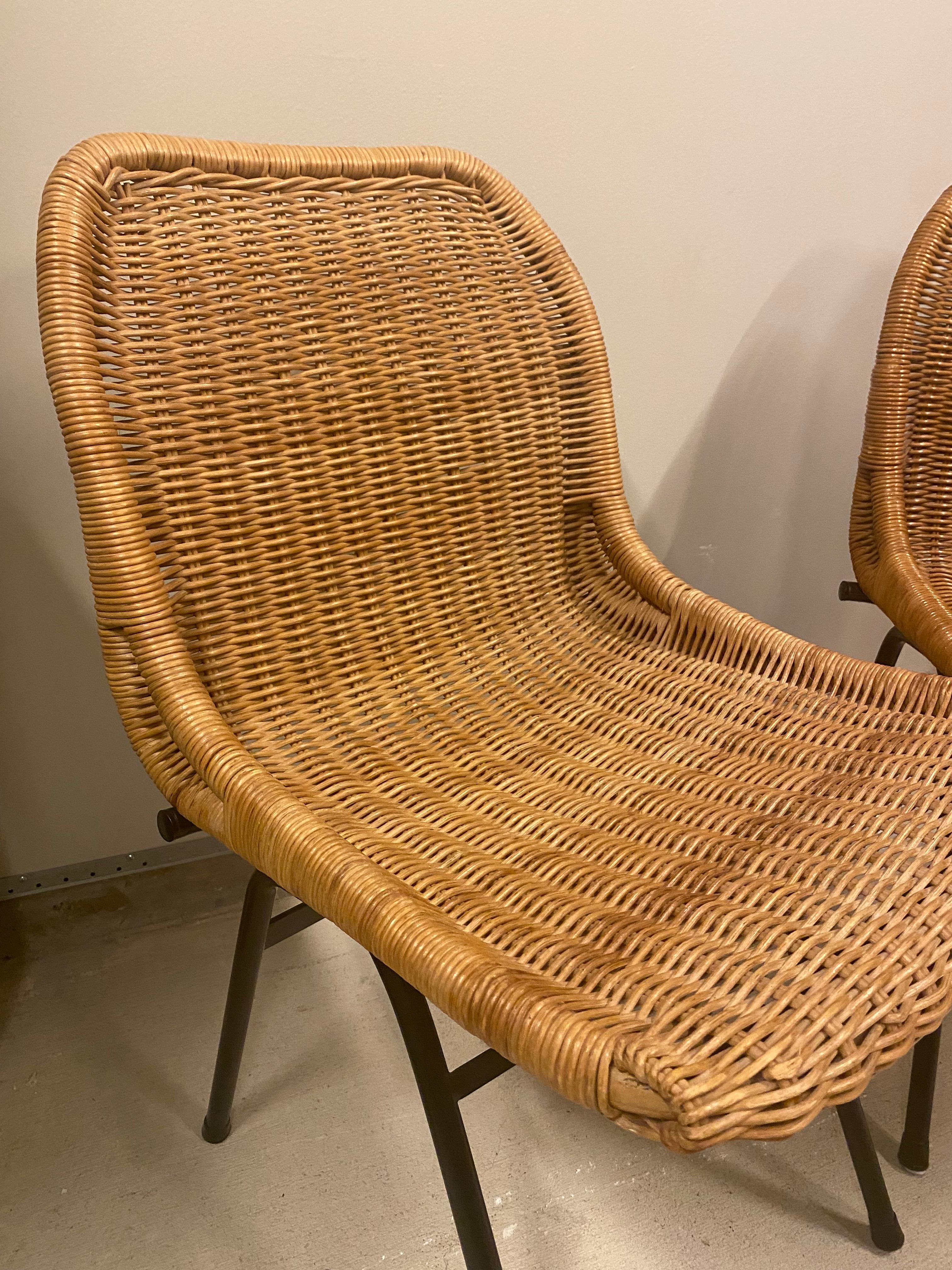 Pair of Rattan or Wicker Chairs, Dirk van Sliedregt, NL, 1960's In Good Condition In Austin, TX