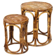 Pair of Rattan Ottomans or Stools