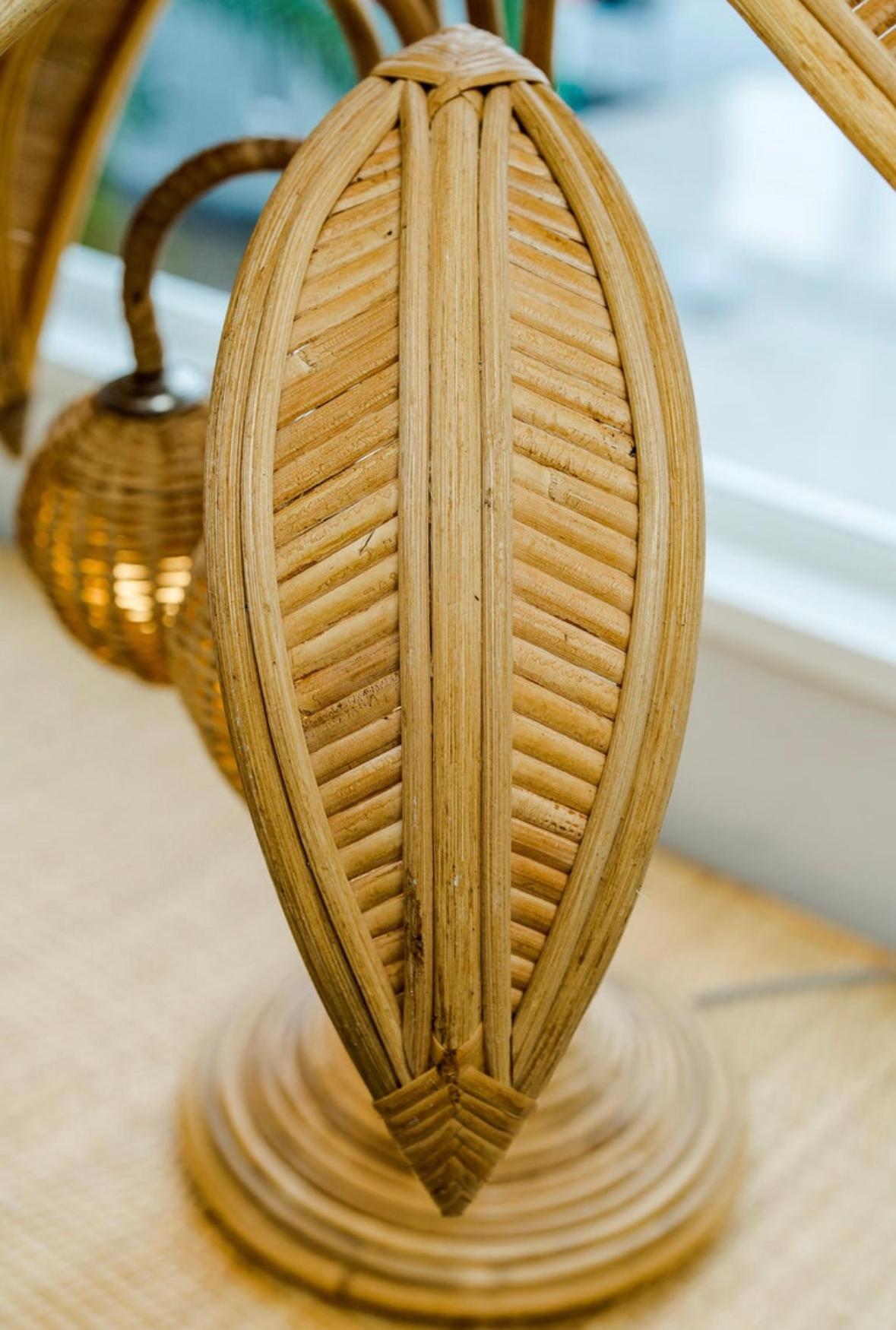 Rotin Paire de lampes en rotin 