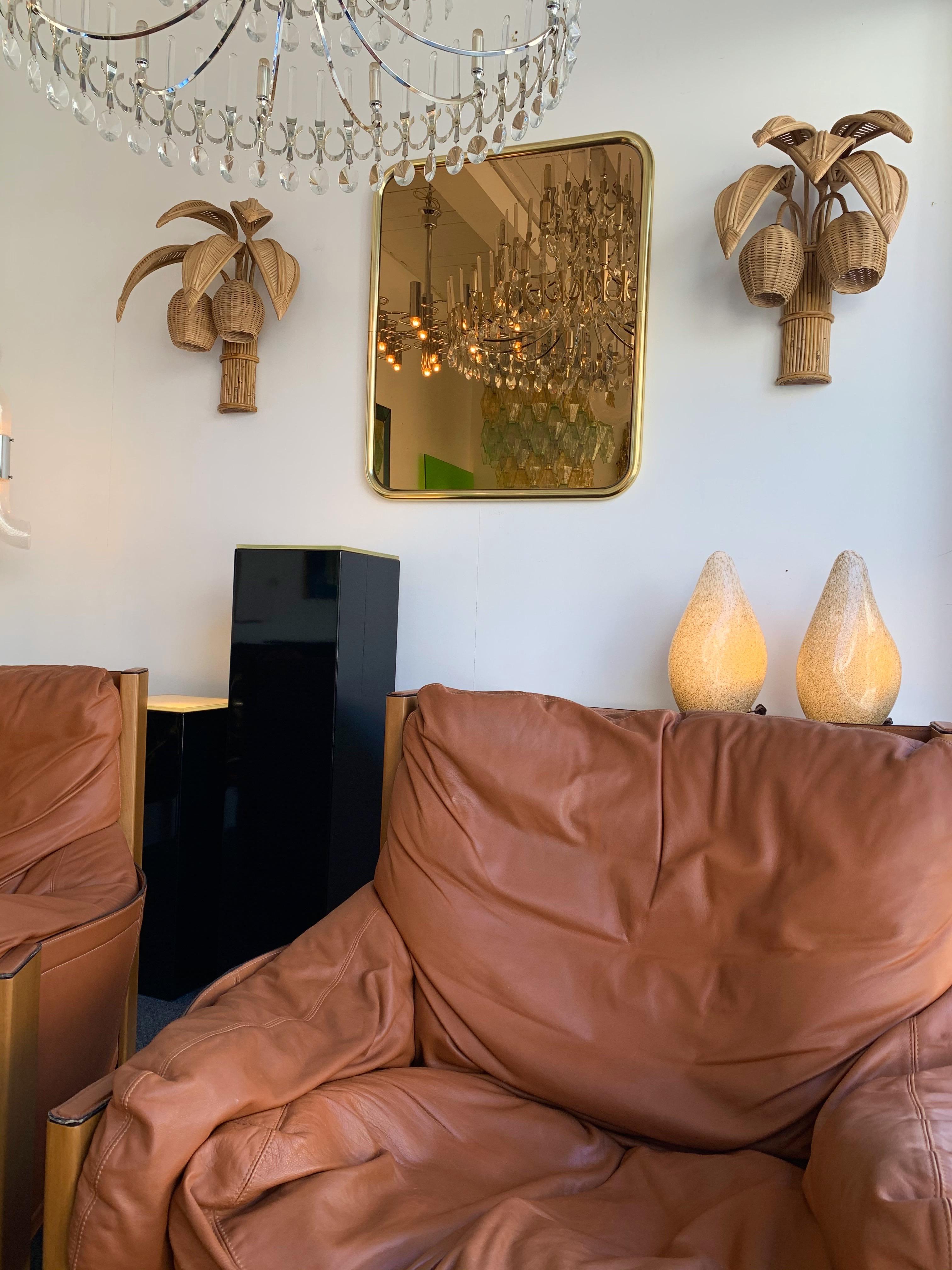 Pair of Rattan Palm Tree Sconces, France, 1980s 5