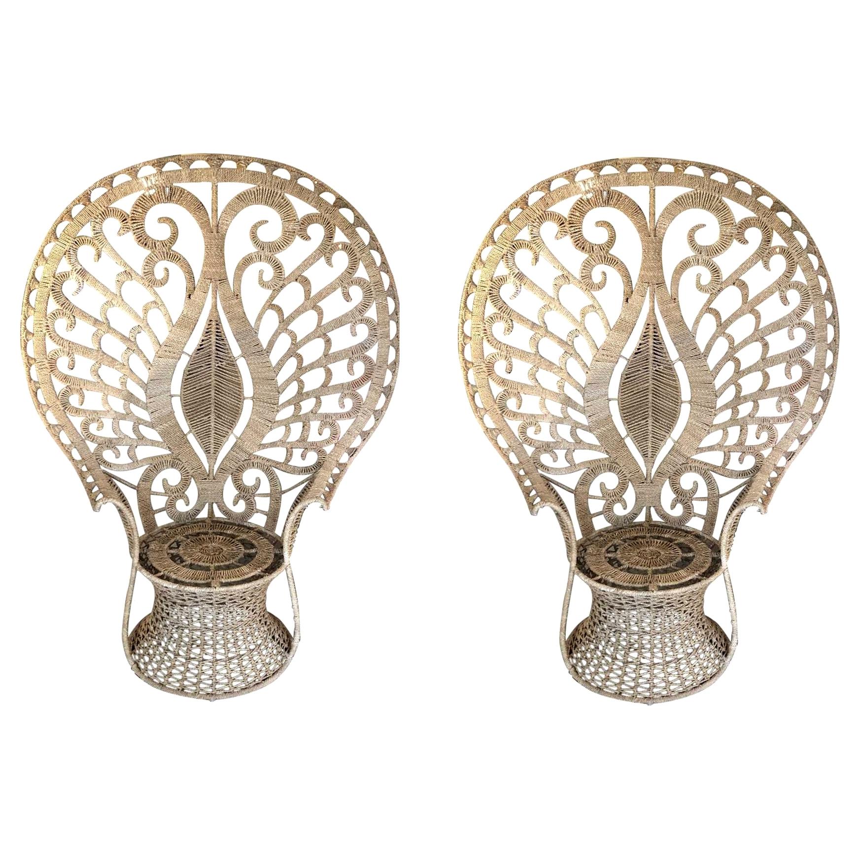 Pair of Rattan Peacock Chairs at 1stDibs