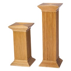 Pair of Rattan Pedestals att. Vivai del Sud - Italy 1970's
