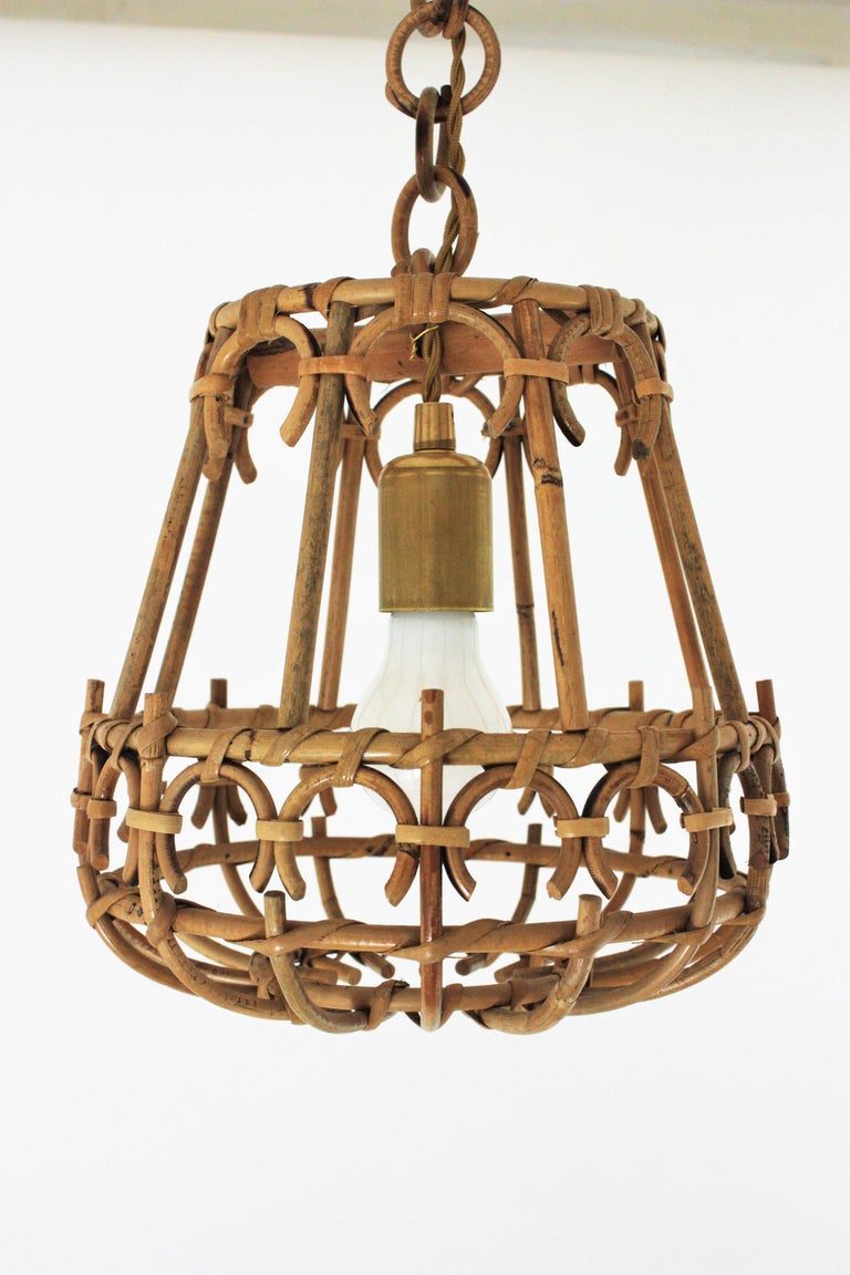 Pair of Rattan Pendant Lights or Lanterns, 1960s For Sale at 1stDibs