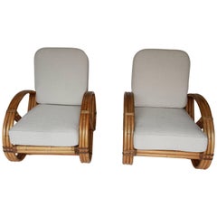 Pair of Rattan Pretzel Chairs in the Style of Paul Frankl