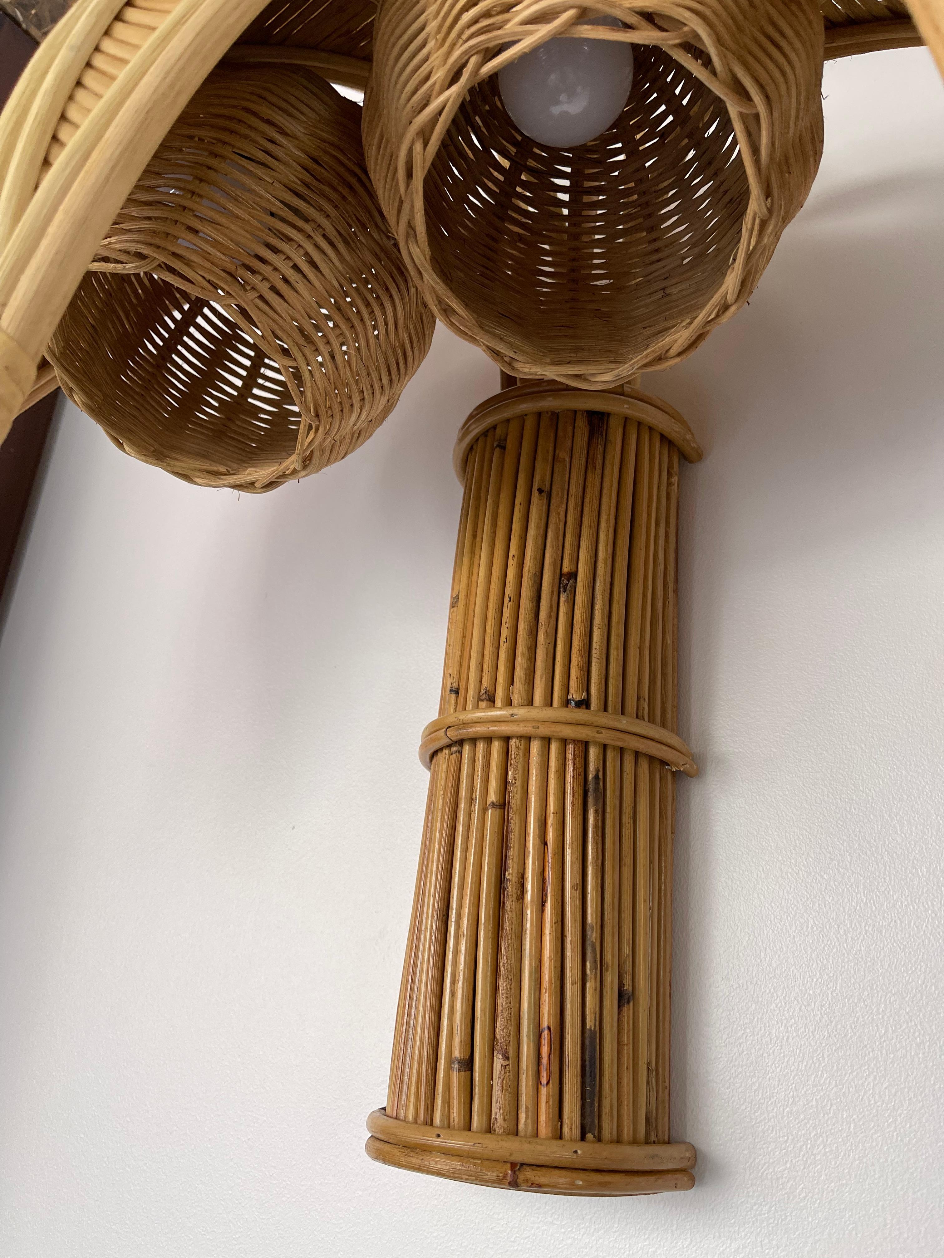 Pair of Rattan Sconces Palm Tree 4