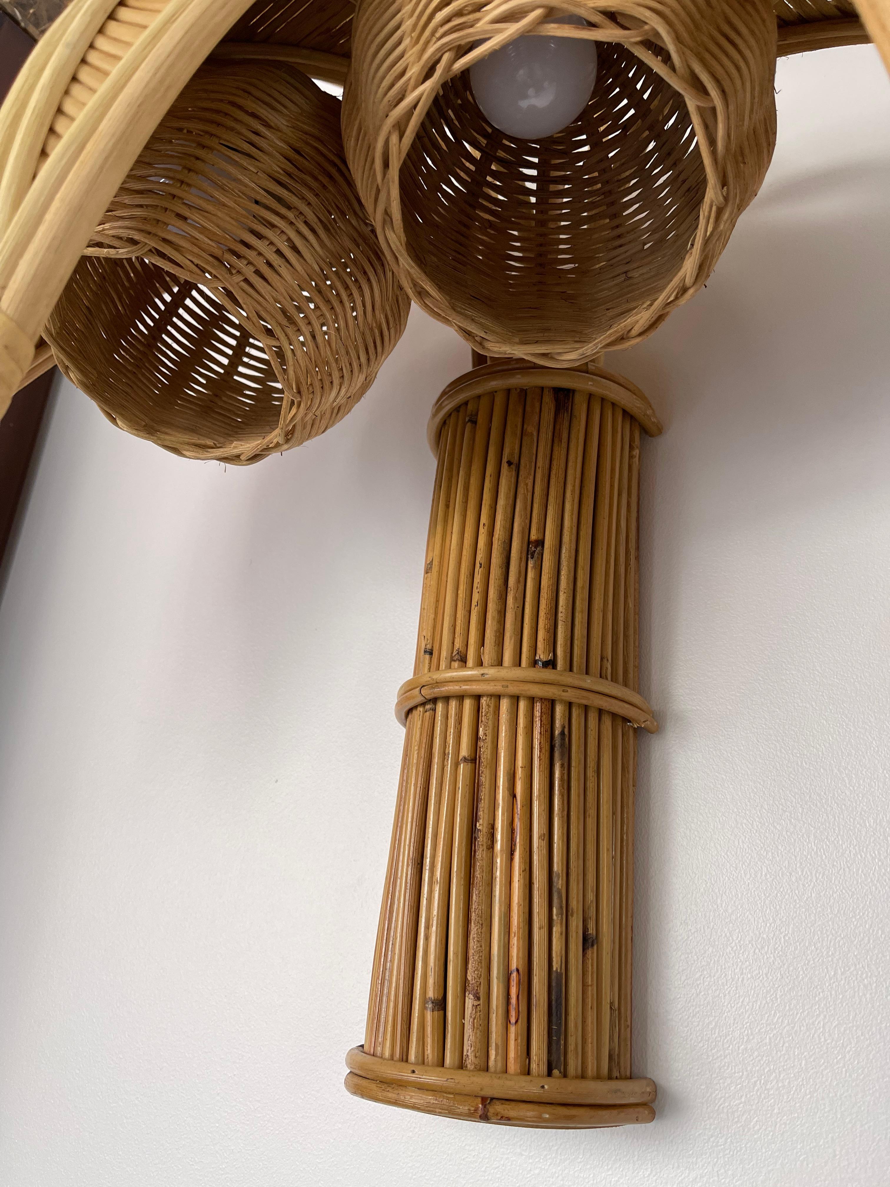 Pair of Rattan Sconces Palm Tree 8