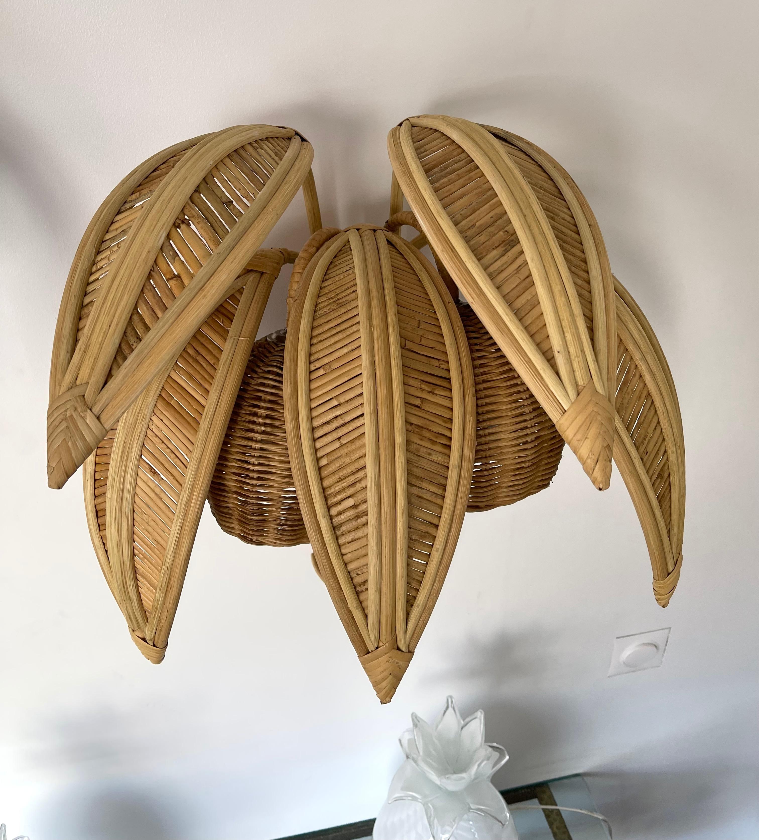 Pair of Rattan Sconces Palm Tree 2