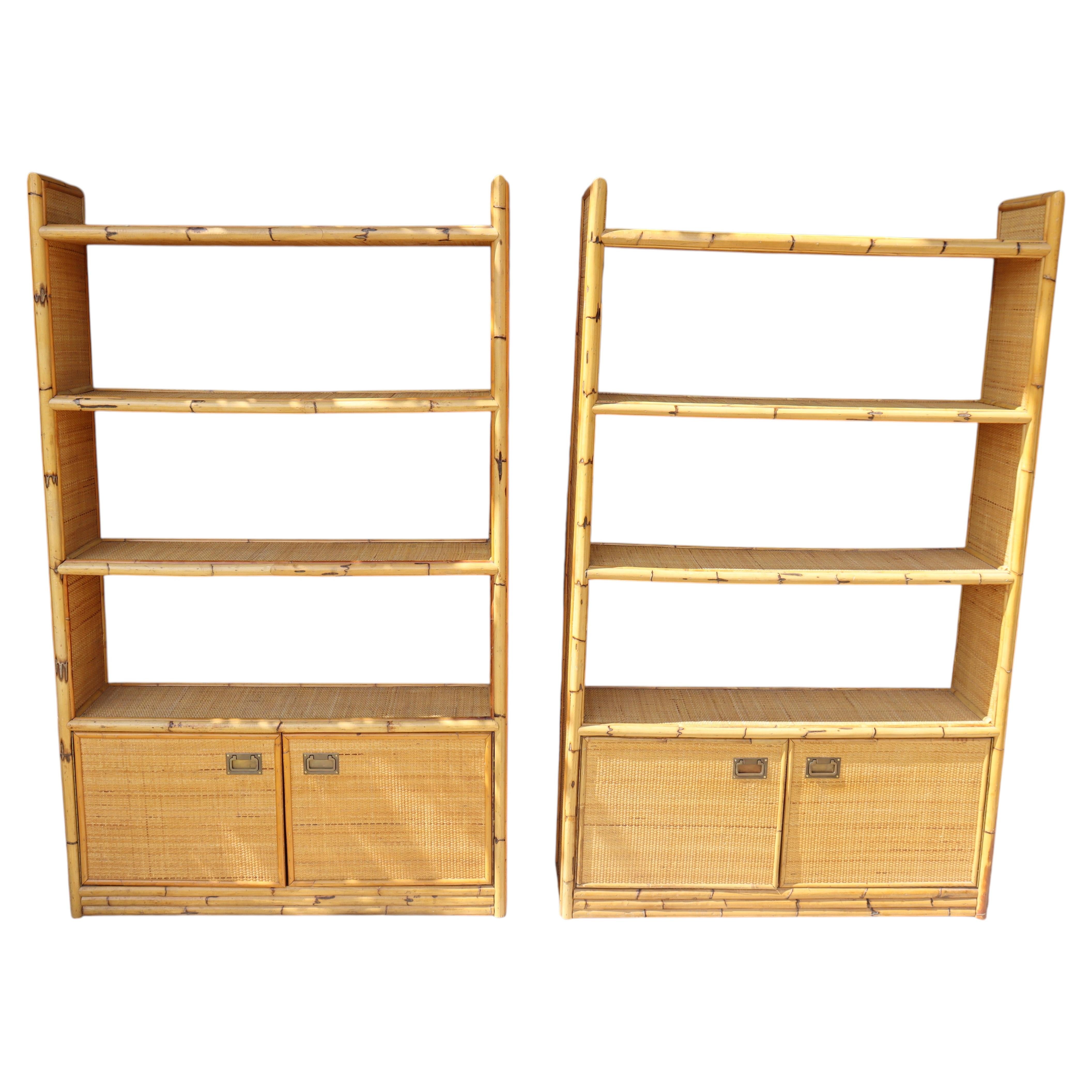 Pair Of Rattan Shelves By Dal Vera 60's