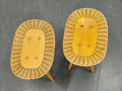 Pair of Rattan Side Tables by Jan Kalous for ULUV, 1970s