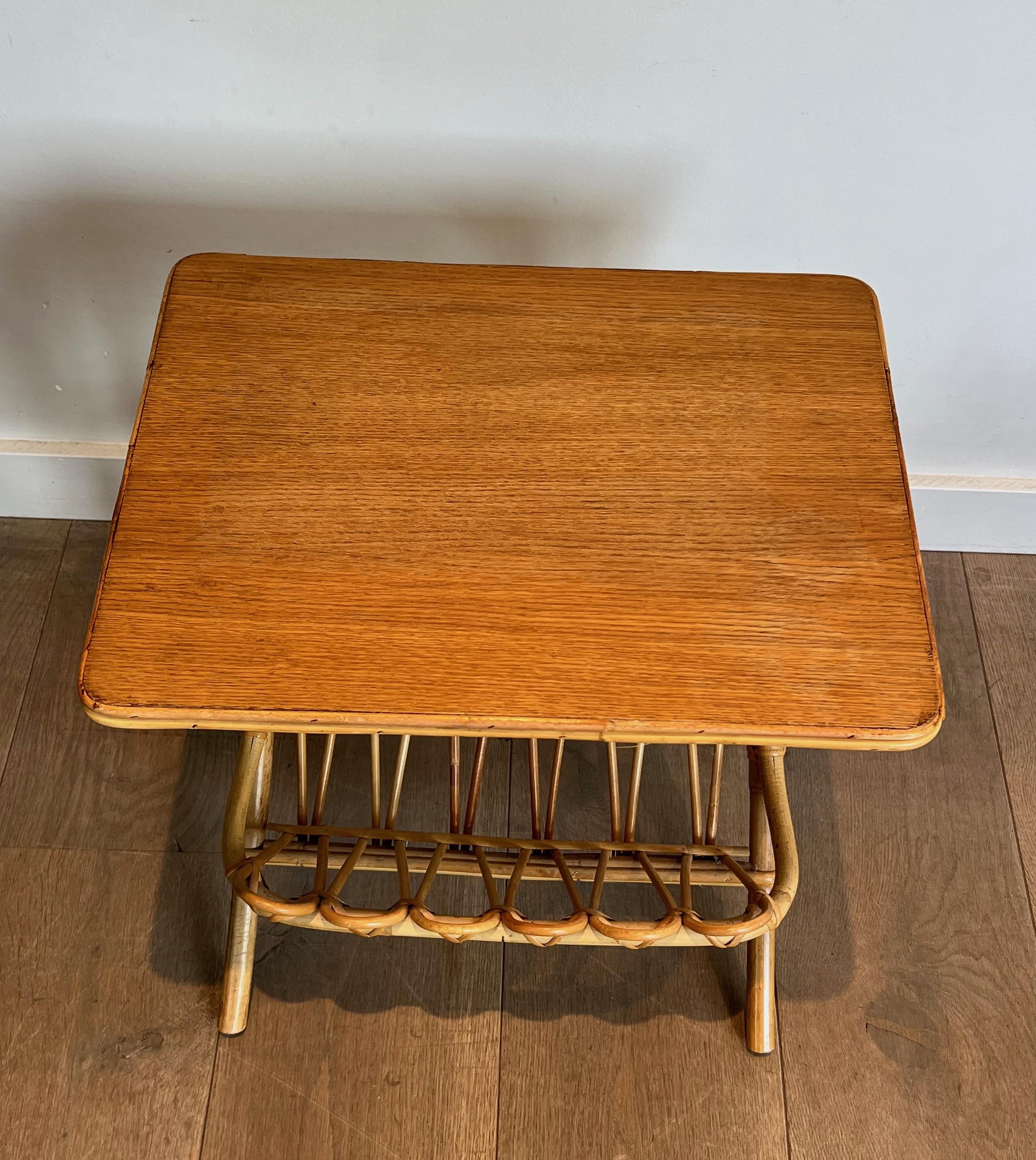 Pair of Rattan Side Tables Magazine Racks For Sale 3