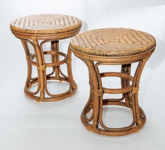 Paar Hocker aus Rattan