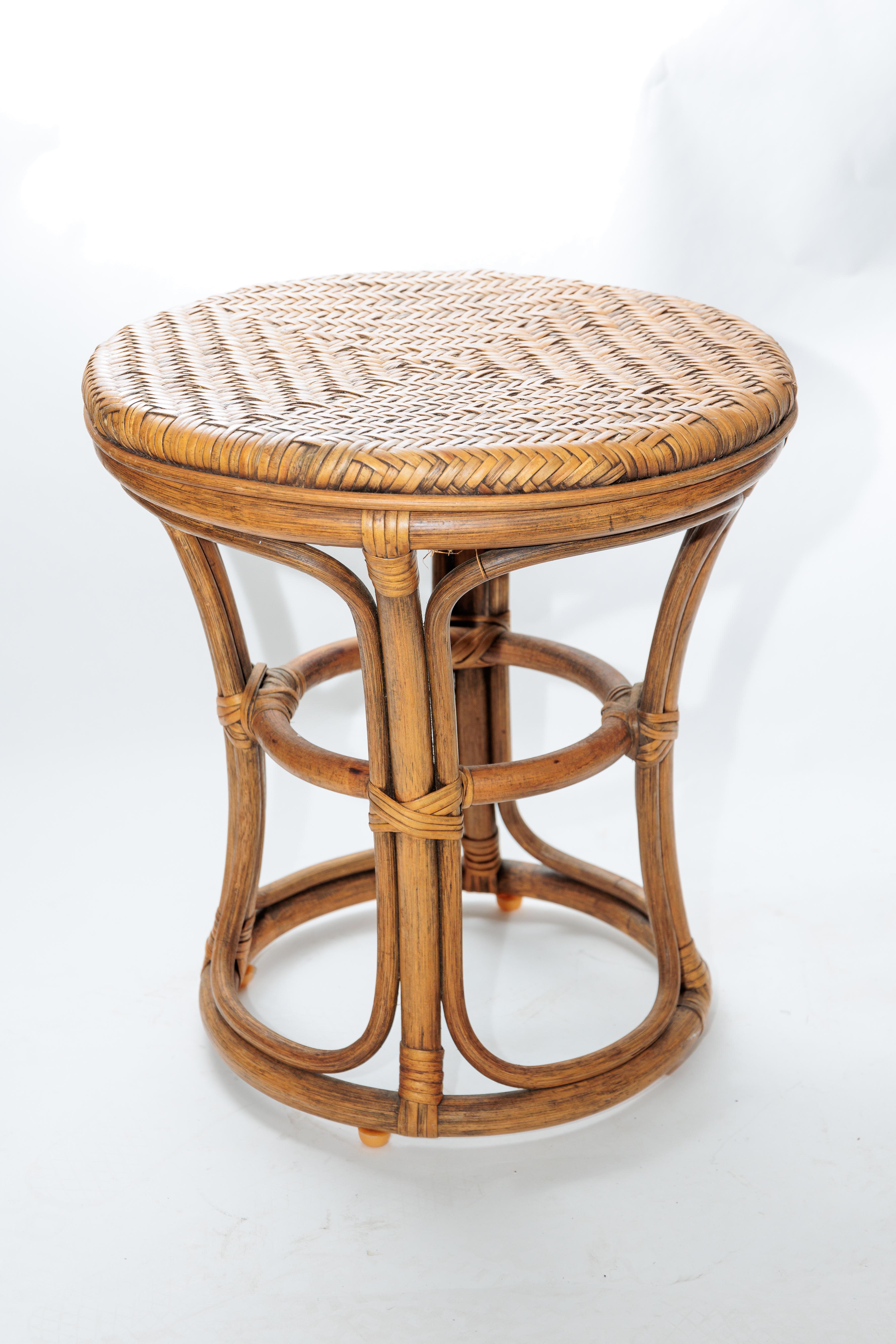 20th Century Pair of Rattan Stools For Sale
