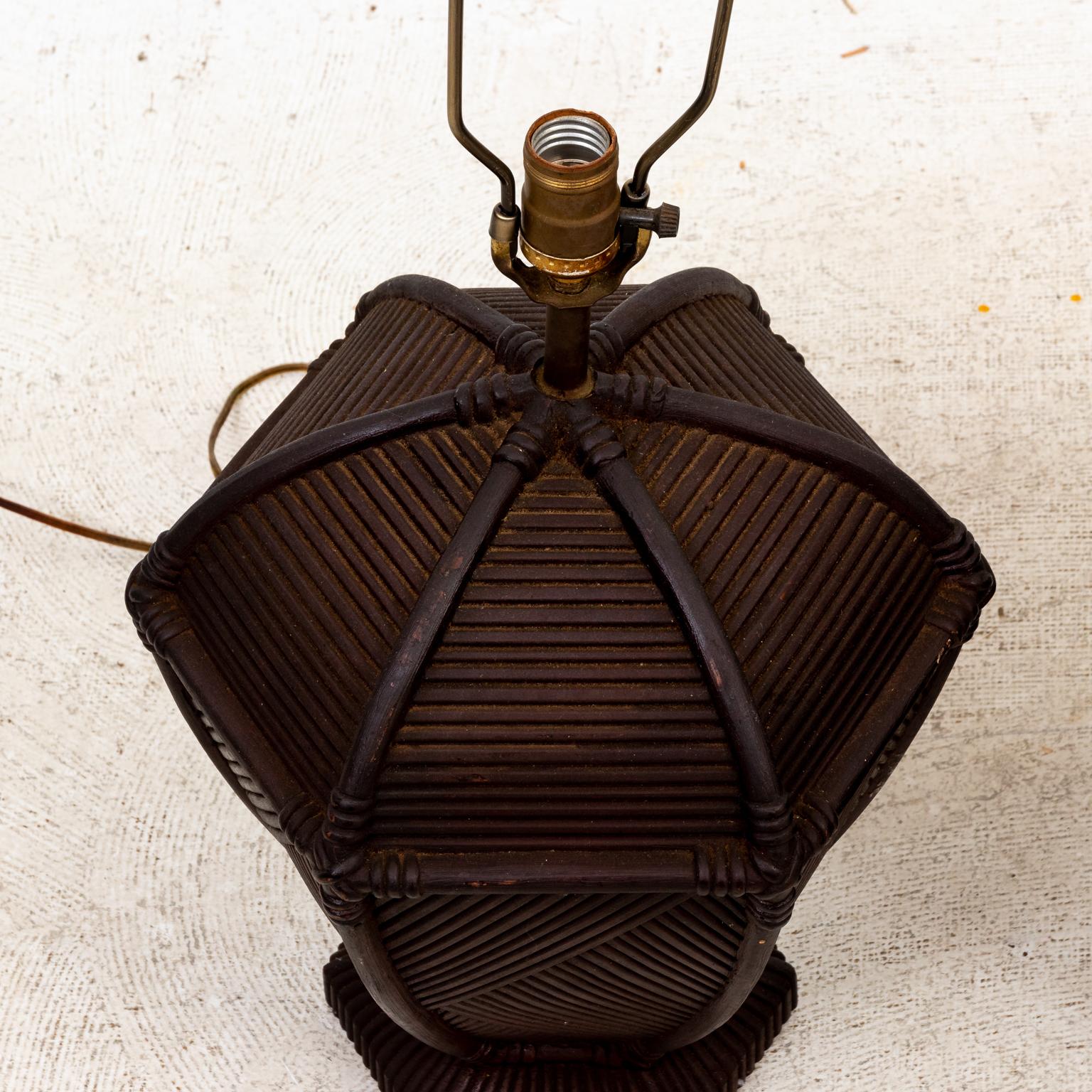Pair of Rattan Table Lamps In Good Condition For Sale In Stamford, CT