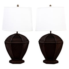 Pair of Rattan Table Lamps