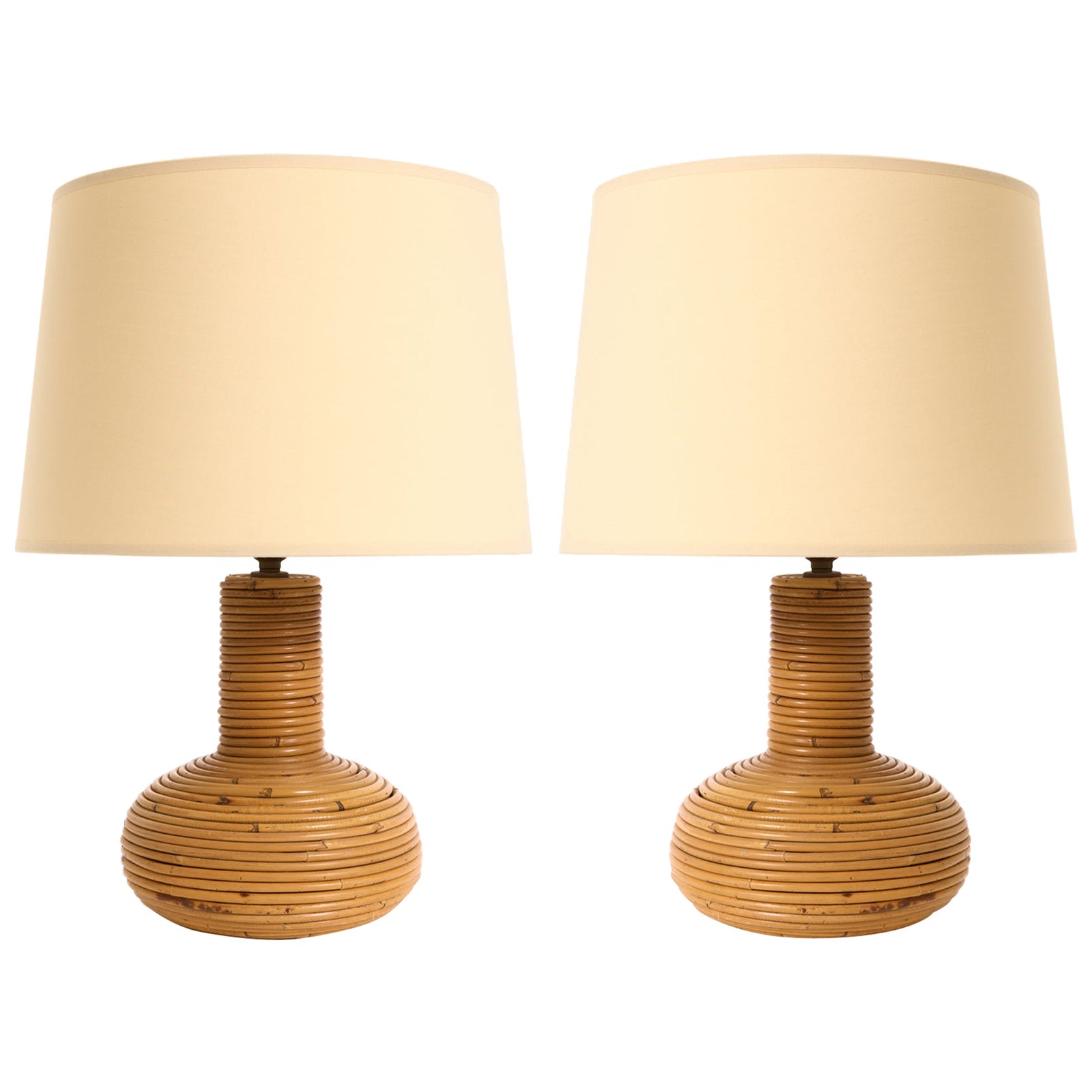 Pair of Rattan Table Lamps
