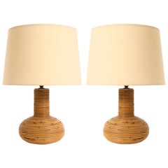 Pair of Rattan Table Lamps