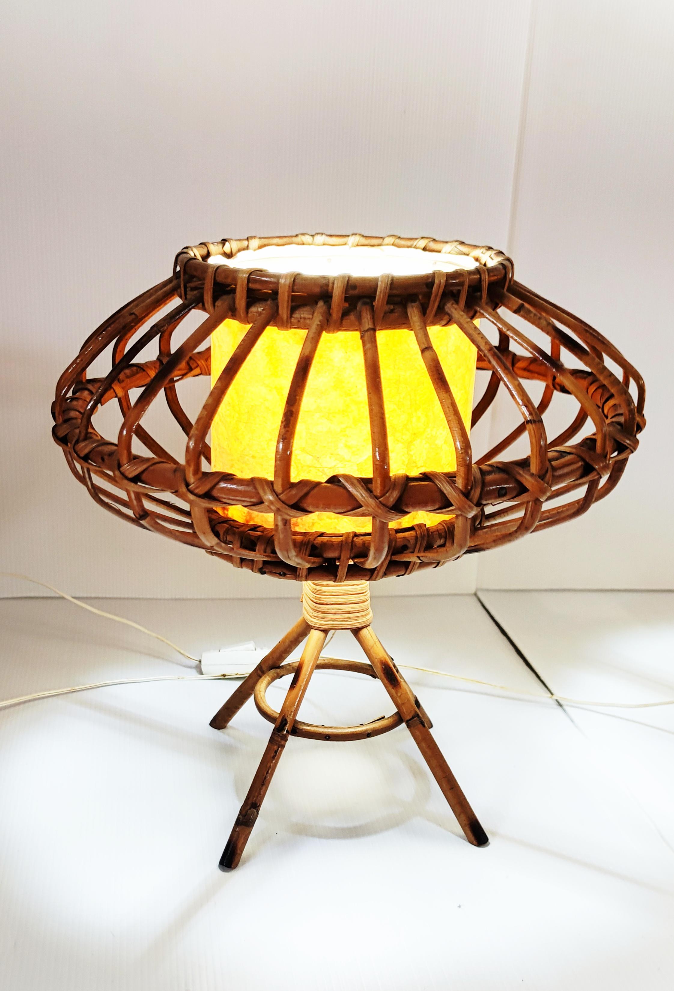 Paar Rattan-Tischlampen, Spanien, 1960er Jahre im Angebot 4