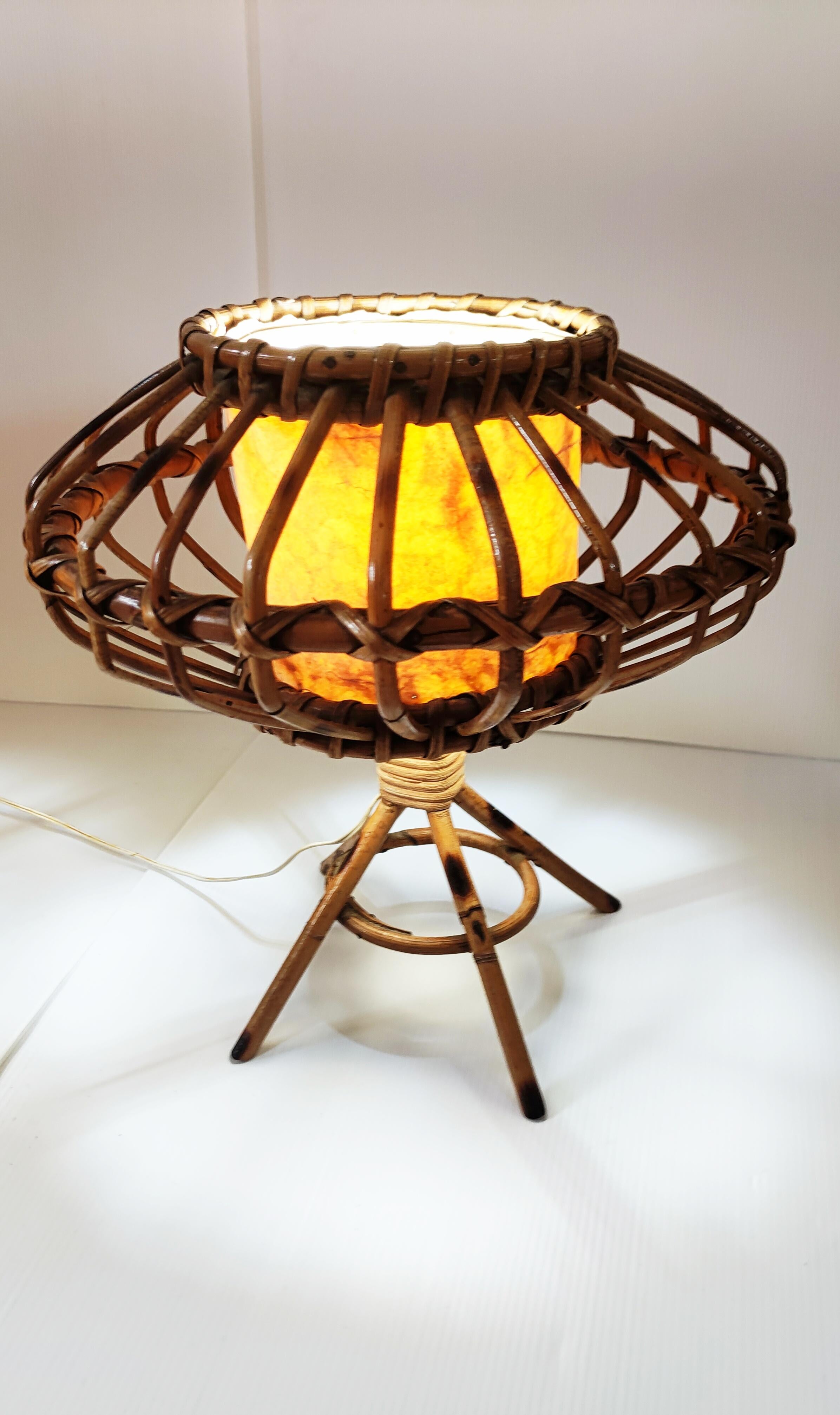 Pair of Rattan Table Lamps, Spain, 1960s For Sale 5