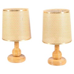 Pair of Rattan Vintage Lampes
