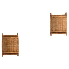 Pareja de lámparas de pared de ratán