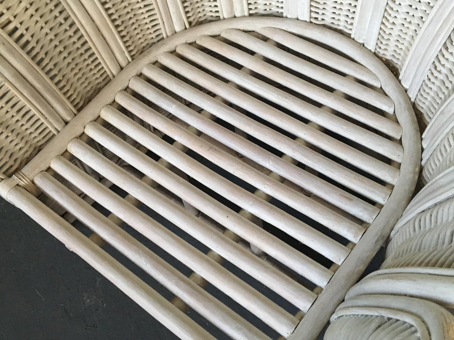 Pair Of Rattan Wicker Peacock Fan Back Armchairs