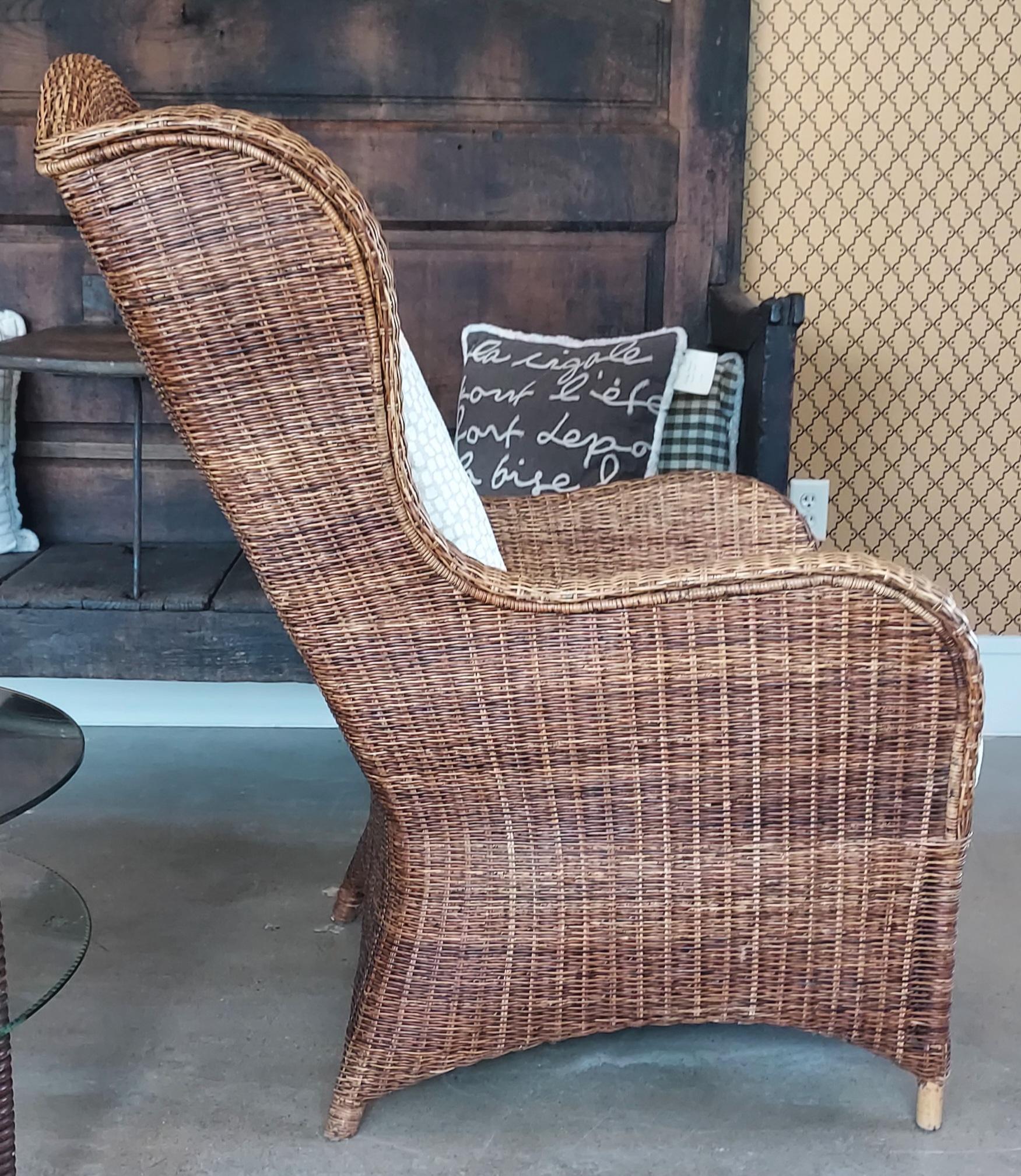 Coppia di poltrone e ottomane in rattan, Francia, anni '40 in vendita 3