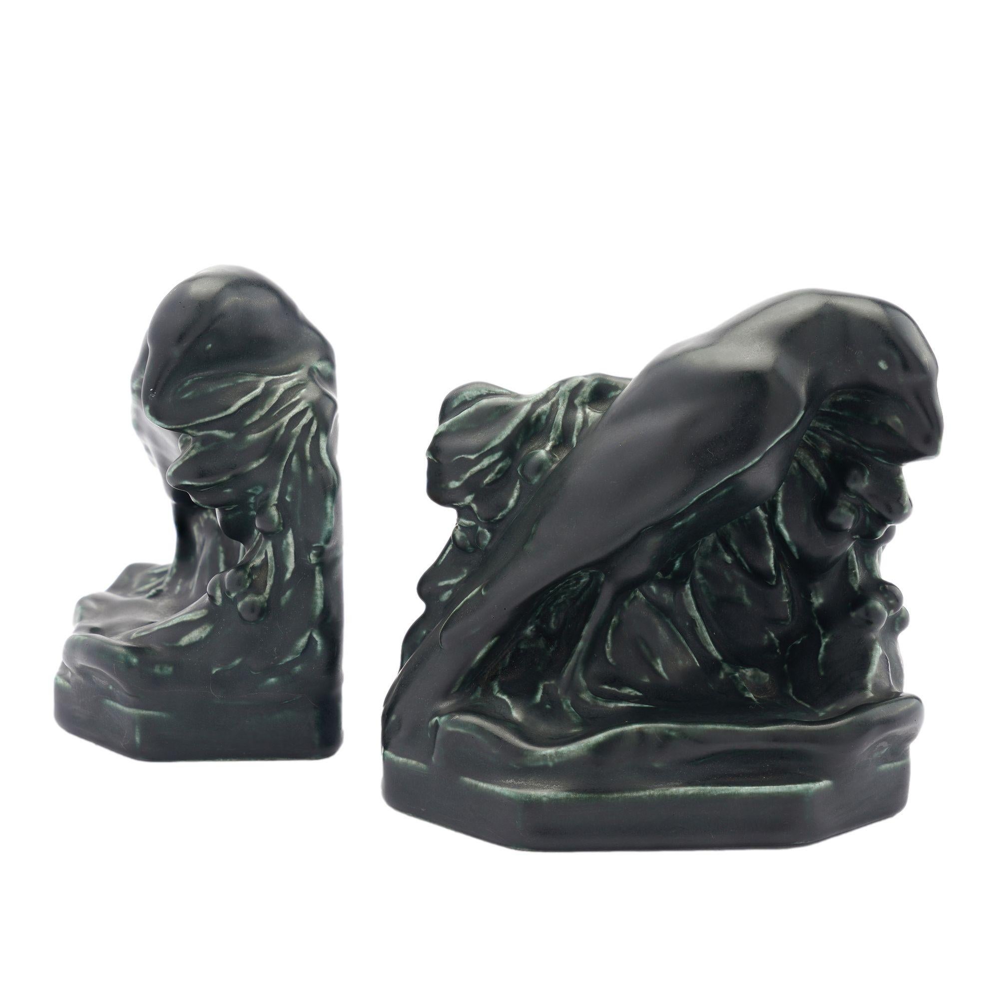 Pair of raven bookends by Rookwood, 1929 1