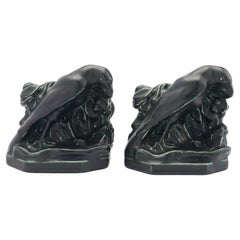 Pair of raven bookends by Rookwood, 1929