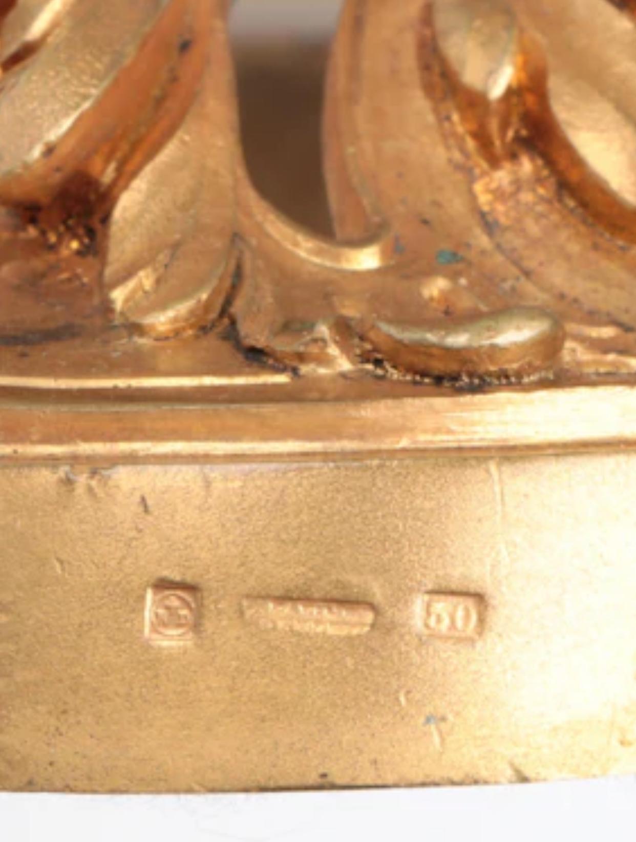 Paire de candélabres Ravinet d'Enfert de style Louis XV en bronze doré, début du 20e siècle en vente 5