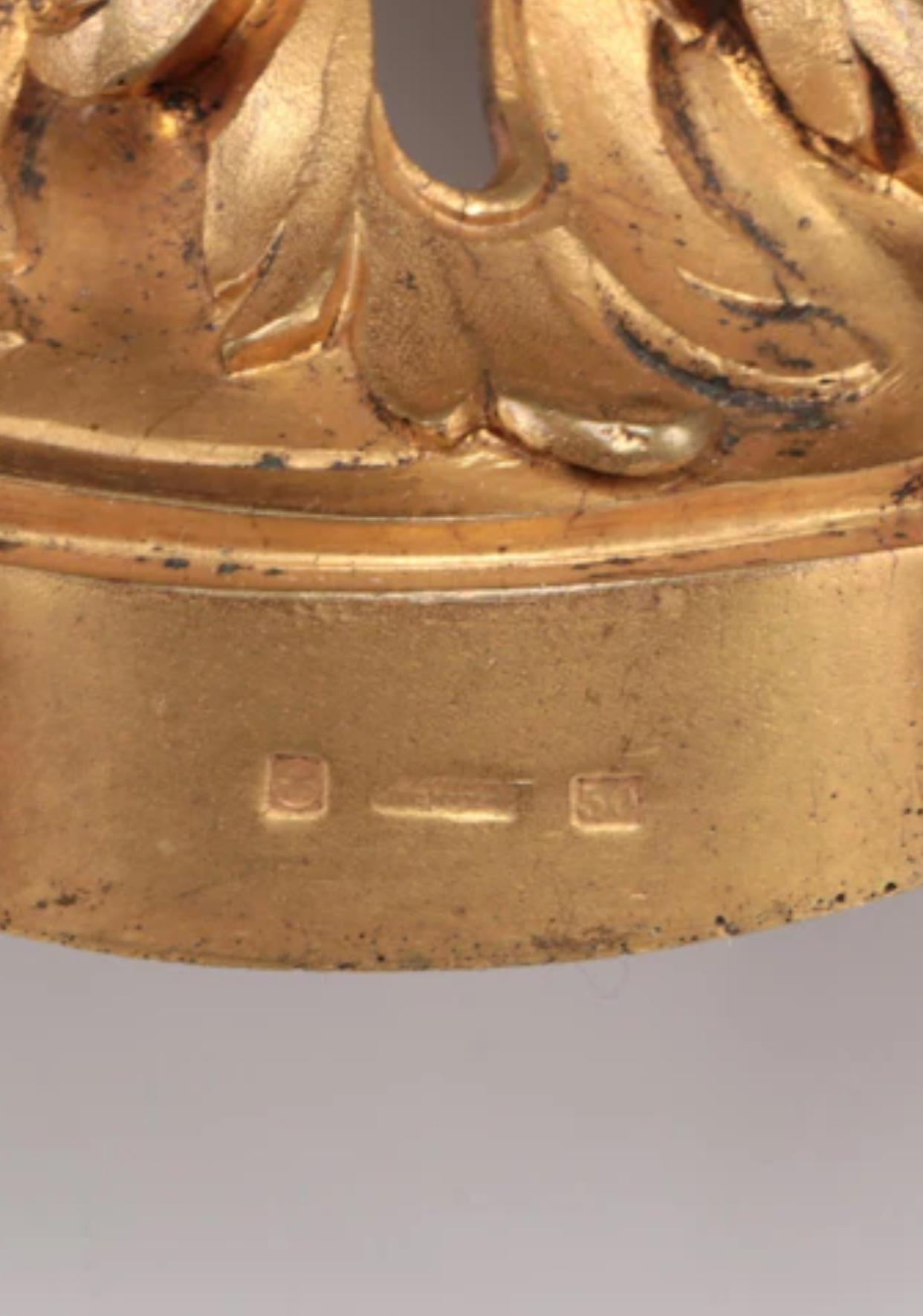 Paar Ravinet d'Enfert-Goldbronze-Kandelaber im Louis-XV-Stil, frühes 20. Jahrhundert im Angebot 7