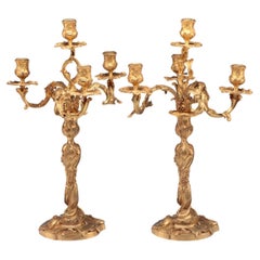 Paire de candélabres Ravinet d'Enfert de style Louis XV en bronze doré, début du 20e siècle