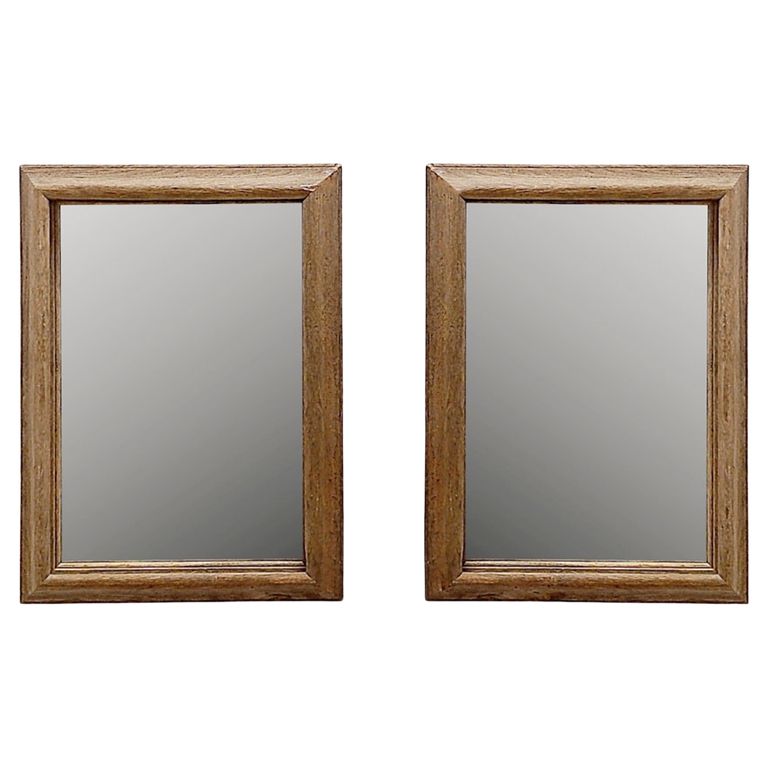 Pair of raw wood mirrors with a beautiful patina - circa 1950