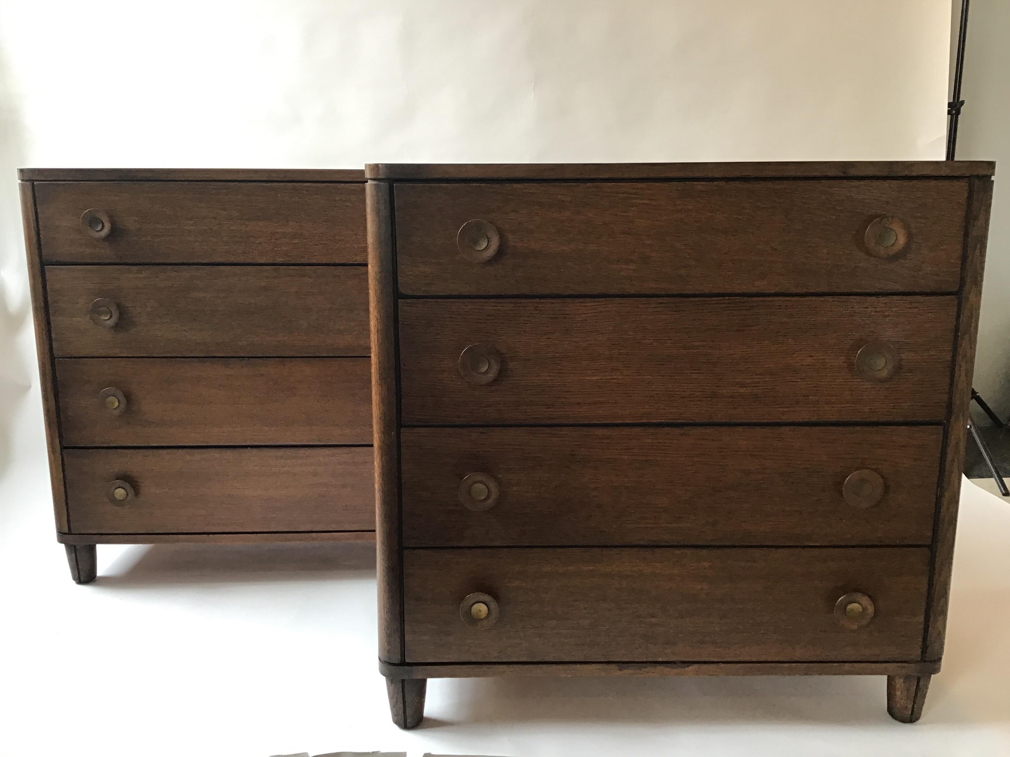 Pair of Raymond Loewy chests for Mengel. Great hardware!