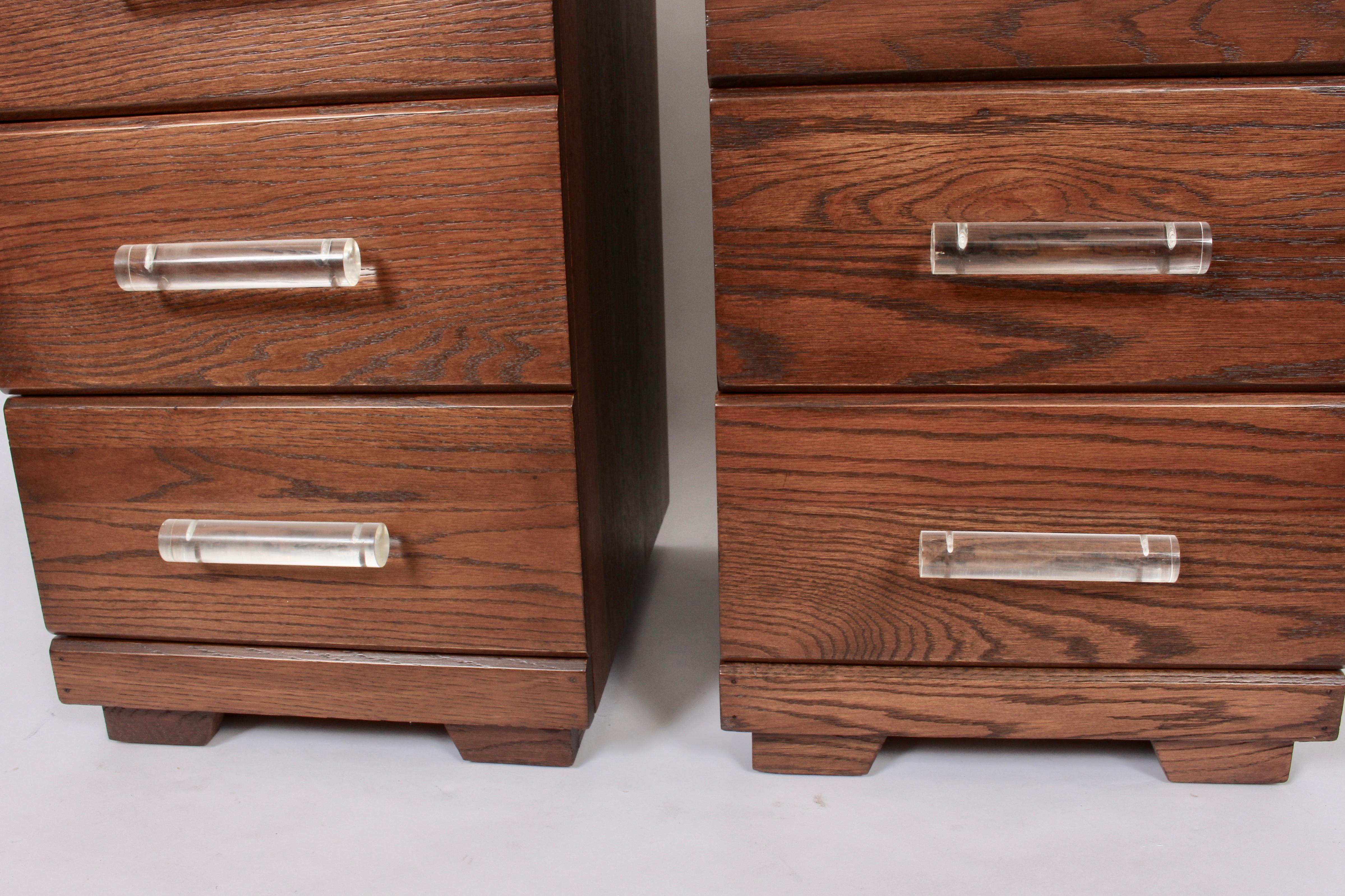 Pair of Raymond Loewy for Mengel Four Drawer Nightstands with Lucite Handles 7