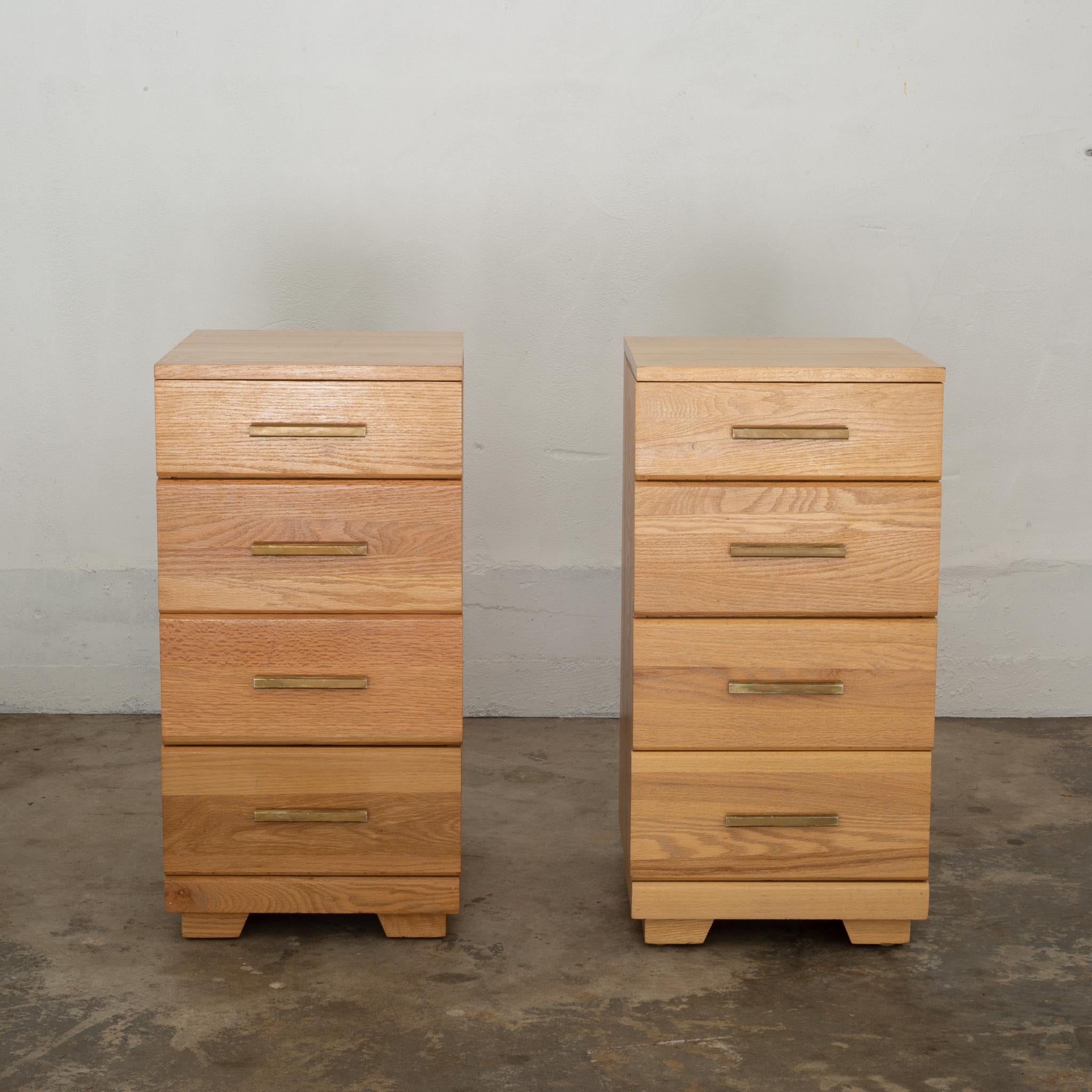 About

A pair of midcentury white oak nightstands/side tables with brass pulls.

Contact us for more shipping options: S16 Home San Francisco

Creator Raymond Loewy (designer), Mengel Furniture (manufacturer)
Date of manufacture circa