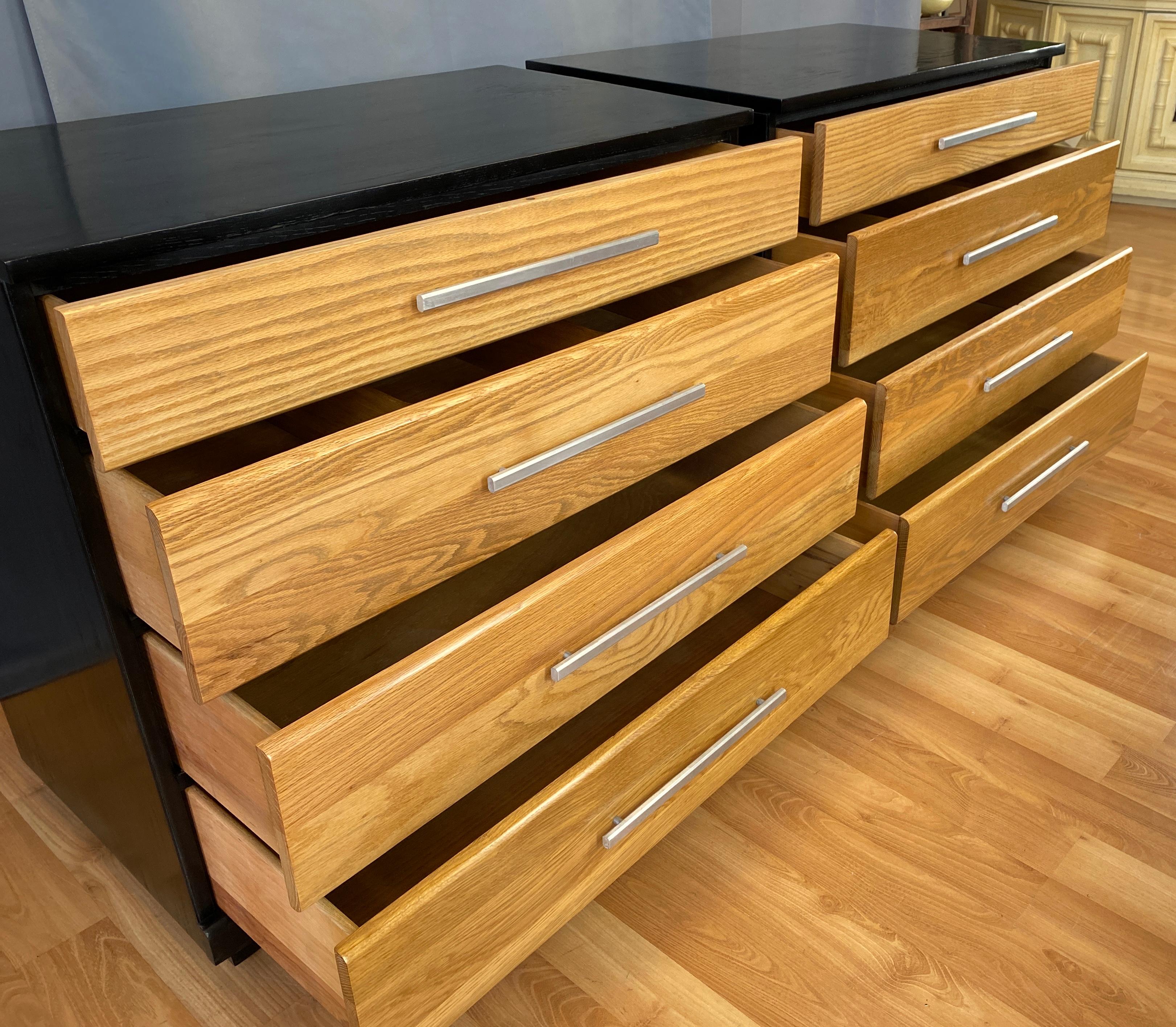 Pair of Raymond Loewy for Mengel, Oak and Ebonized Dressers 3