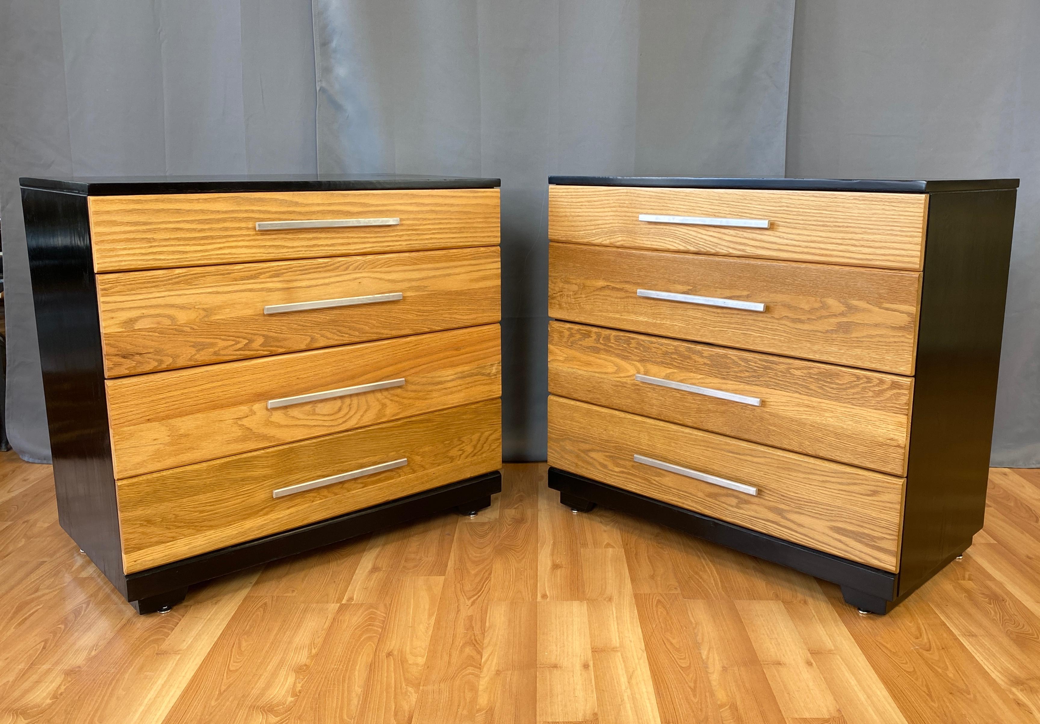 American Pair of Raymond Loewy for Mengel, Oak and Ebonized Dressers