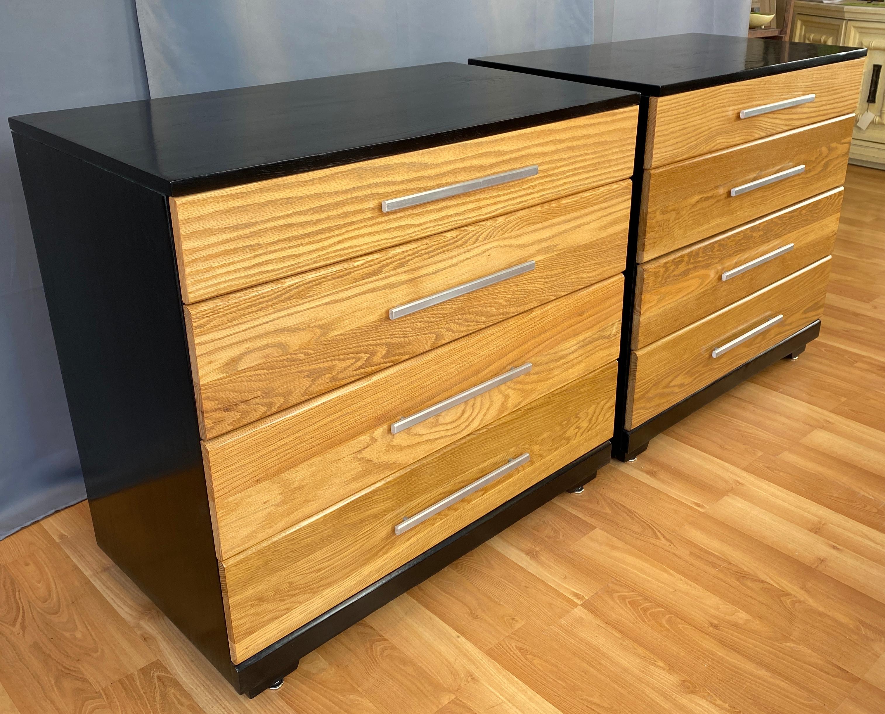 Aluminum Pair of Raymond Loewy for Mengel, Oak and Ebonized Dressers