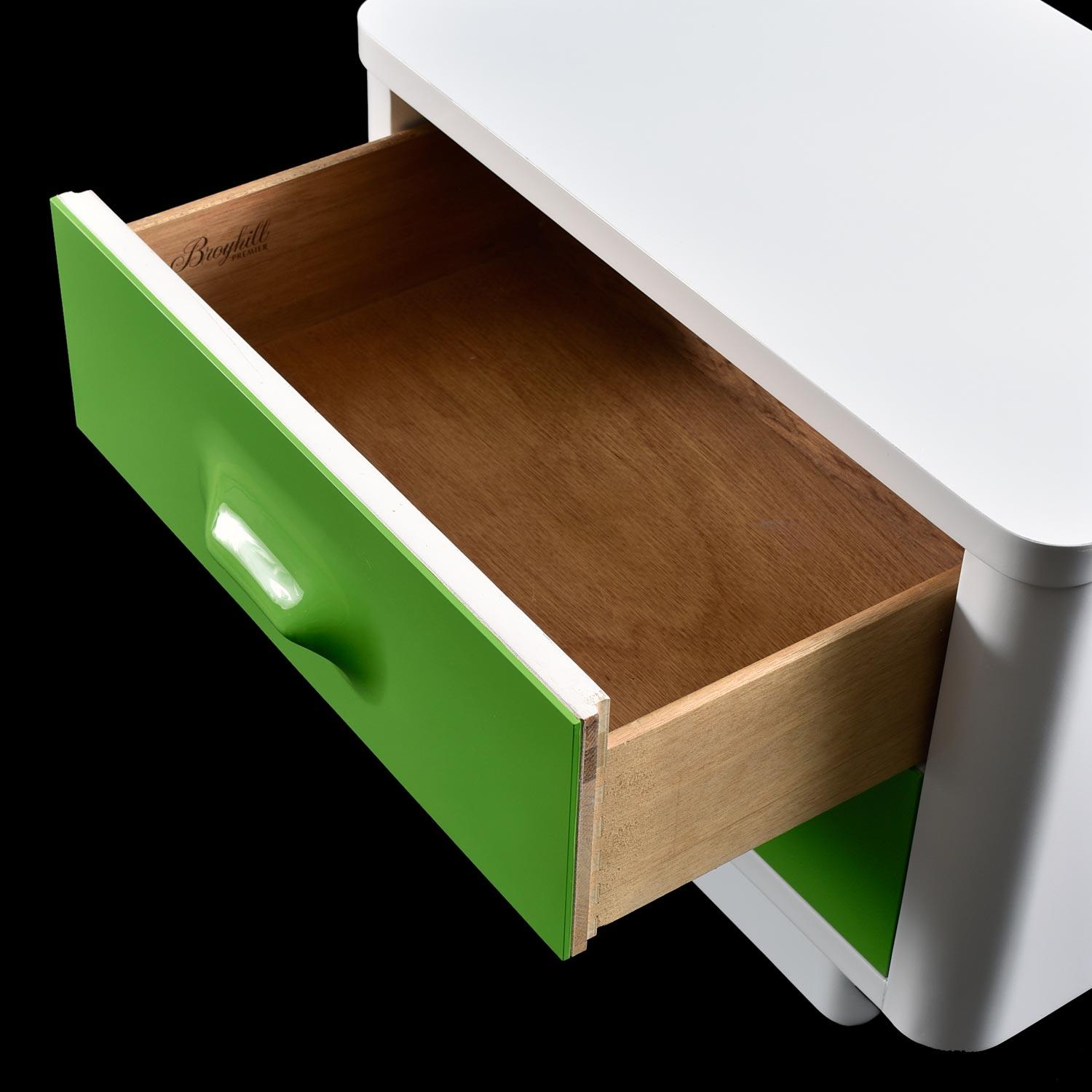 Space Age Pair of Raymond Loewy Inspired Green Chapter One Nightstands by Broyhill Premier